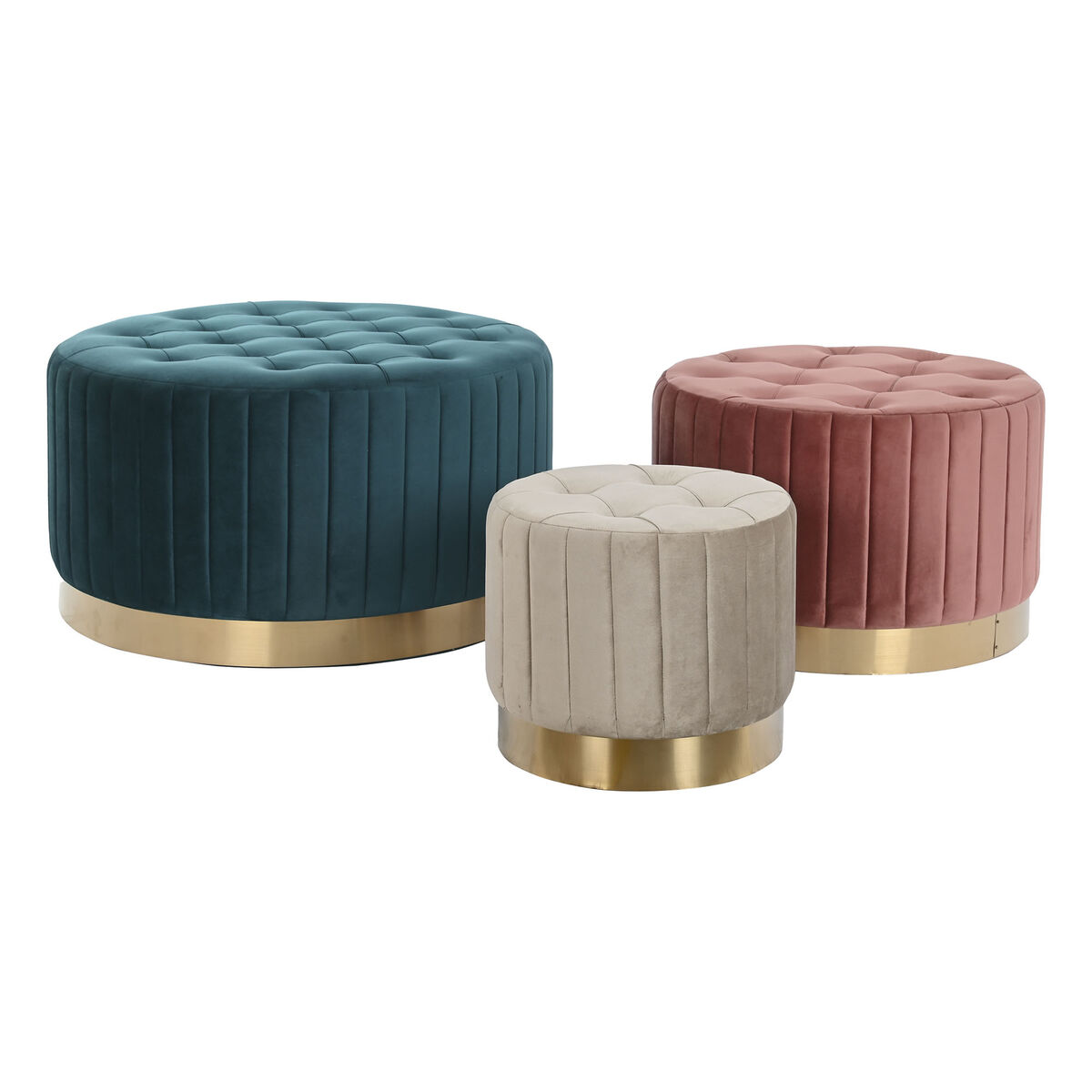 Υποπόδια DKD Home Decor Πράσινο Γκρι Βουργουνδίας Χρυσό Μέταλλο Βελούδο 80 x 80 x 45 cm