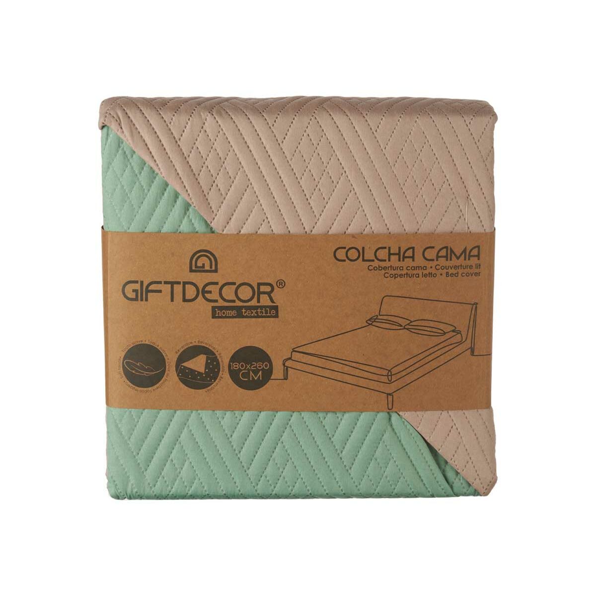 Αναστρέψιμο κάλυμμα κρεβατιού Gift Decor Πράσινο Μπεζ 240 x 260 cm 260 x 0,3 x 240 cm (x6) Αναστρέψιμο κάλυμμα κρεβατιού Gift Decor Πράσινο Μπεζ 240 x 260 cm 260 x 0,3 x 240 cm (x6)