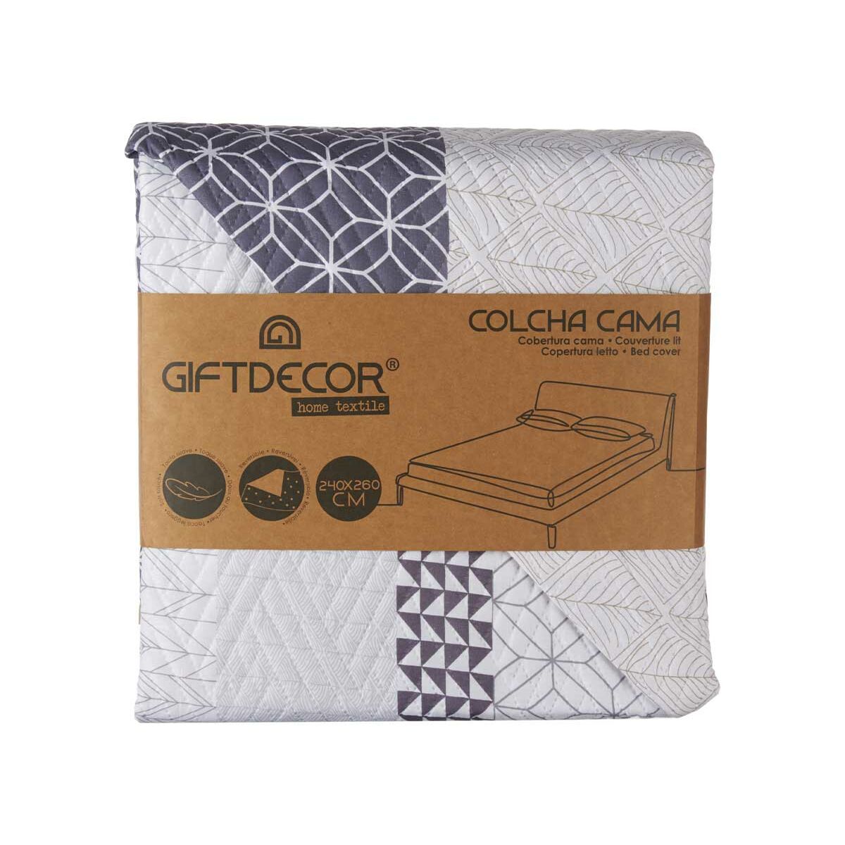 Αναστρέψιμο κάλυμμα κρεβατιού Gift Decor Μπλε Λευκό Γκρι 240 x 260 cm 260 x 0,3 x 240 cm Εξάγωνα (x6) Αναστρέψιμο κάλυμμα κρεβατιού Gift Decor Μπλε Λευκό Γκρι 240 x 260 cm 260 x 0,3 x 240 cm Εξάγωνα (x6)