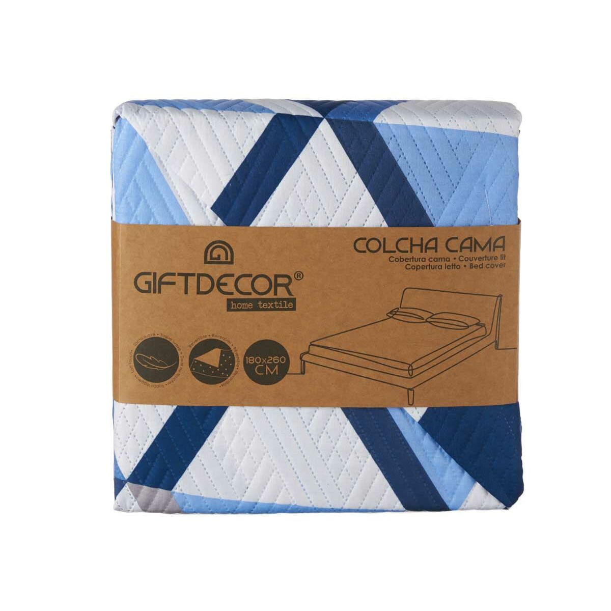 Αναστρέψιμο κάλυμμα κρεβατιού Gift Decor Μπλε Λευκό 180 x 260 cm 260 x 0,3 x 180 cm (x6) Αναστρέψιμο κάλυμμα κρεβατιού Gift Decor Μπλε Λευκό 180 x 260 cm 260 x 0,3 x 180 cm (x6)