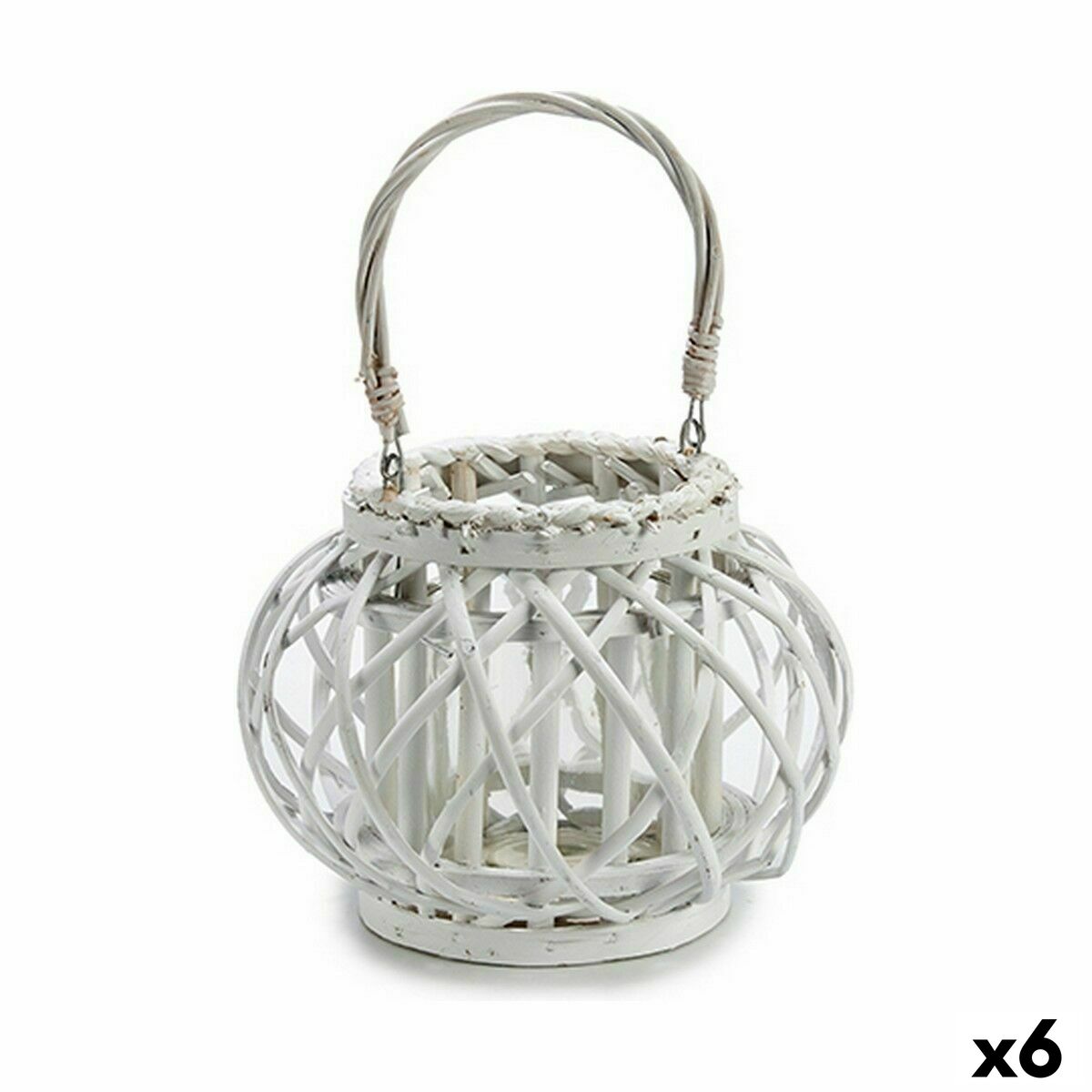 Κηροπήγιο Λευκό λυγαριά Γυαλί 30 x 19 x 25,5 cm (x6) Κηροπήγιο Λευκό λυγαριά Γυαλί 30 x 19 x 25,5 cm (x6)