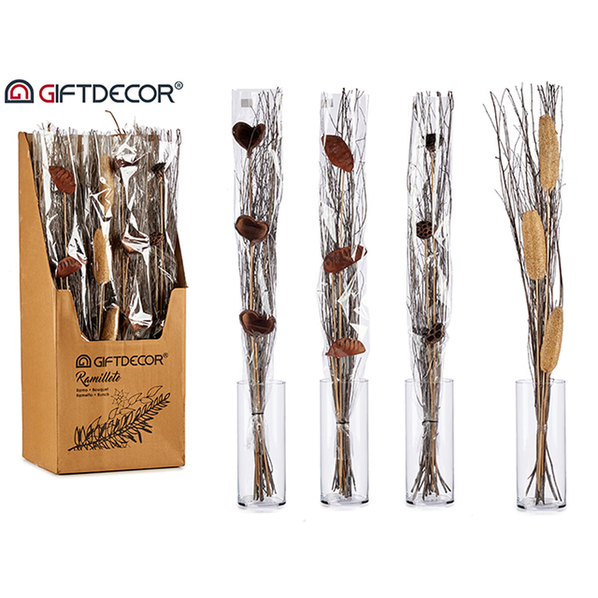 Ανθοδέσμες Gift Decor Γκρι Φυσικό 100 cm 12 x 96 x 10 cm (24 Μονάδες)