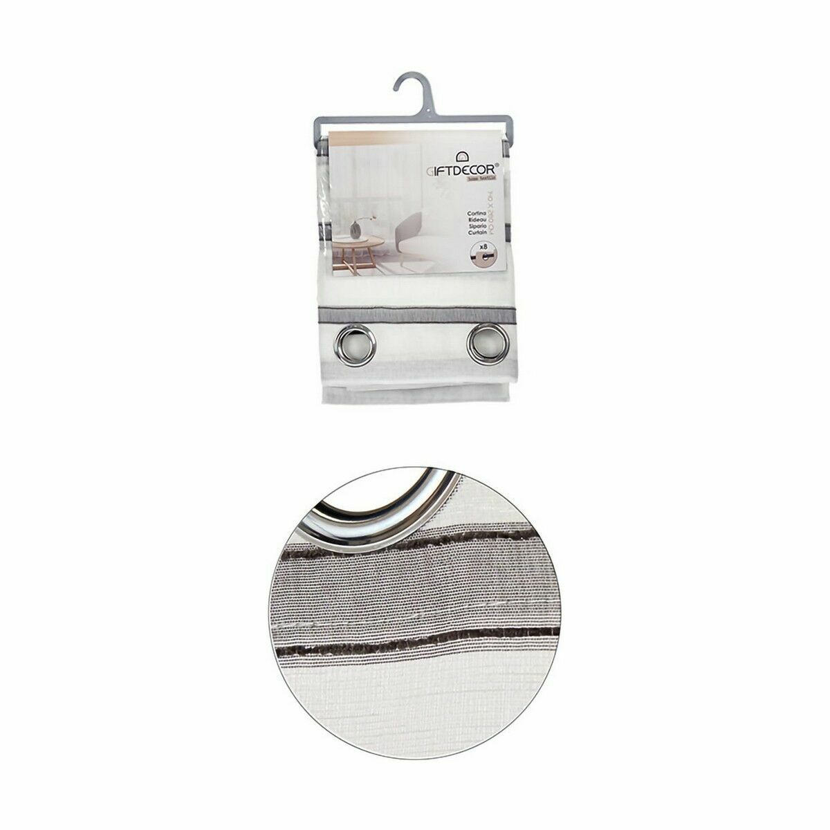 Κουρτίνα Gift Decor Γκρι 140 x 0,1 x 260 cm Ρίγες (x6) Κουρτίνα Gift Decor Γκρι 140 x 0,1 x 260 cm Ρίγες (x6)
