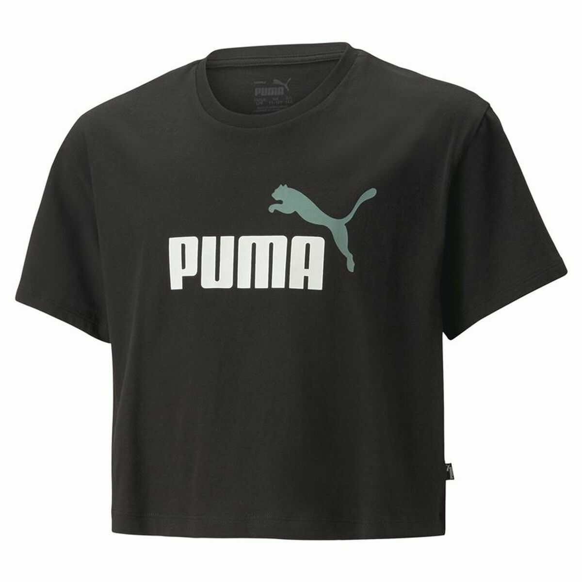 Παιδικό Μπλούζα με Κοντό Μανίκι Puma Logo Cropped  Μαύρο