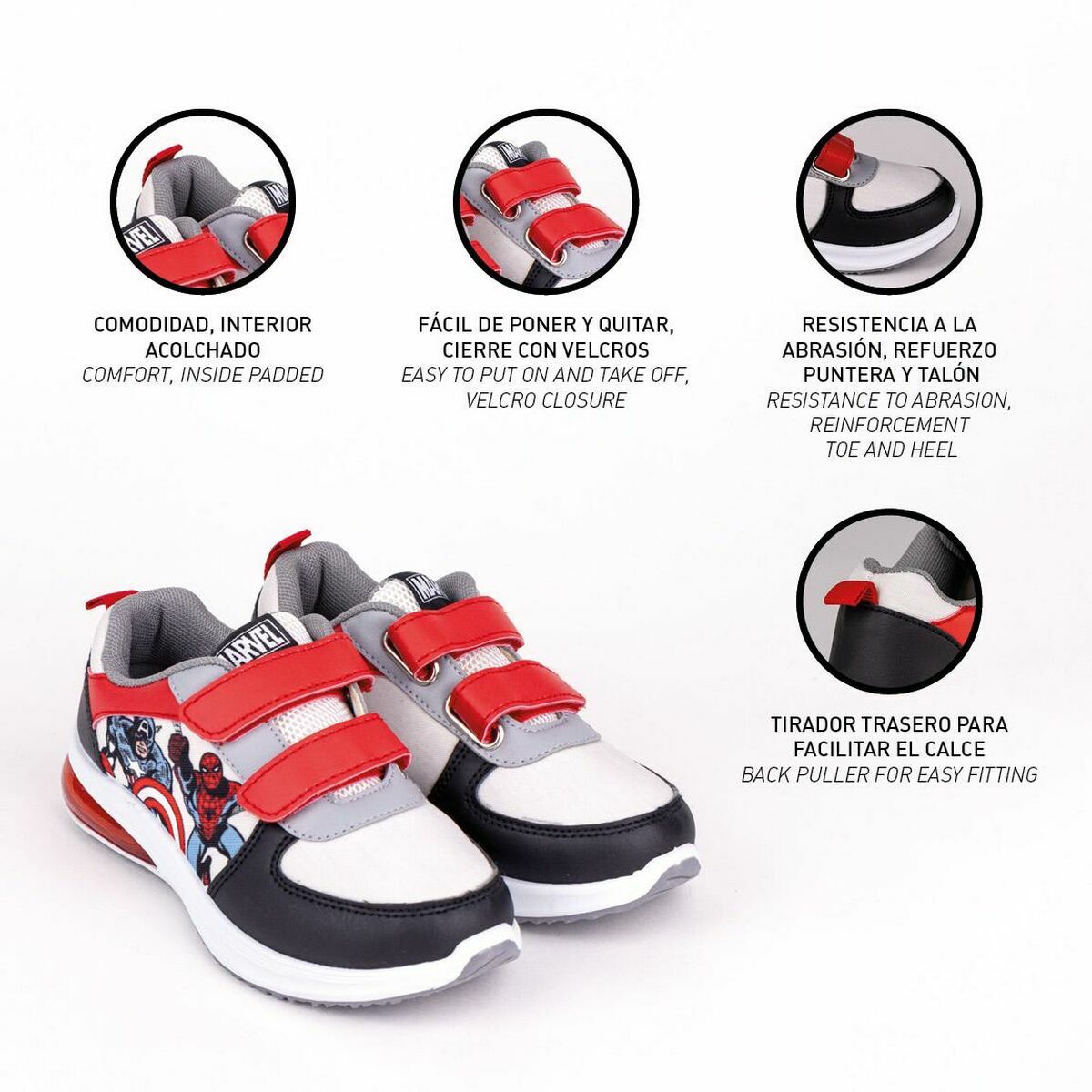 Αθλητικα παπουτσια με LED The Avengers Velcro Μαύρο Αθλητικα παπουτσια με LED The Avengers Velcro Μαύρο