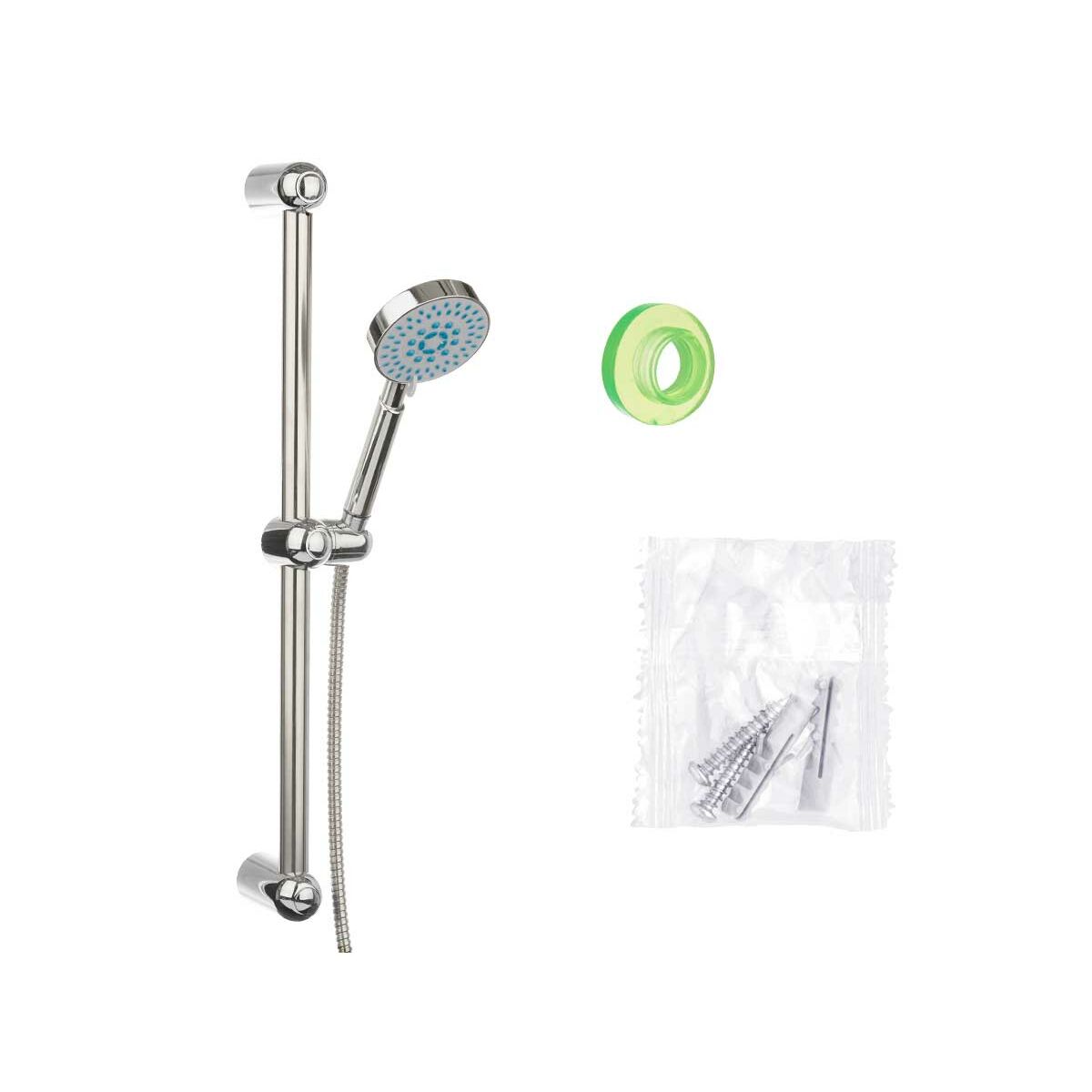 1 κεφαλή ντους και σωλήνα ροής Berilo Ασημί Μέταλλο 9,8 x 23,5 x 9,8 cm 15 x 61 x 6,5 cm Με υποστήριξη (x6)