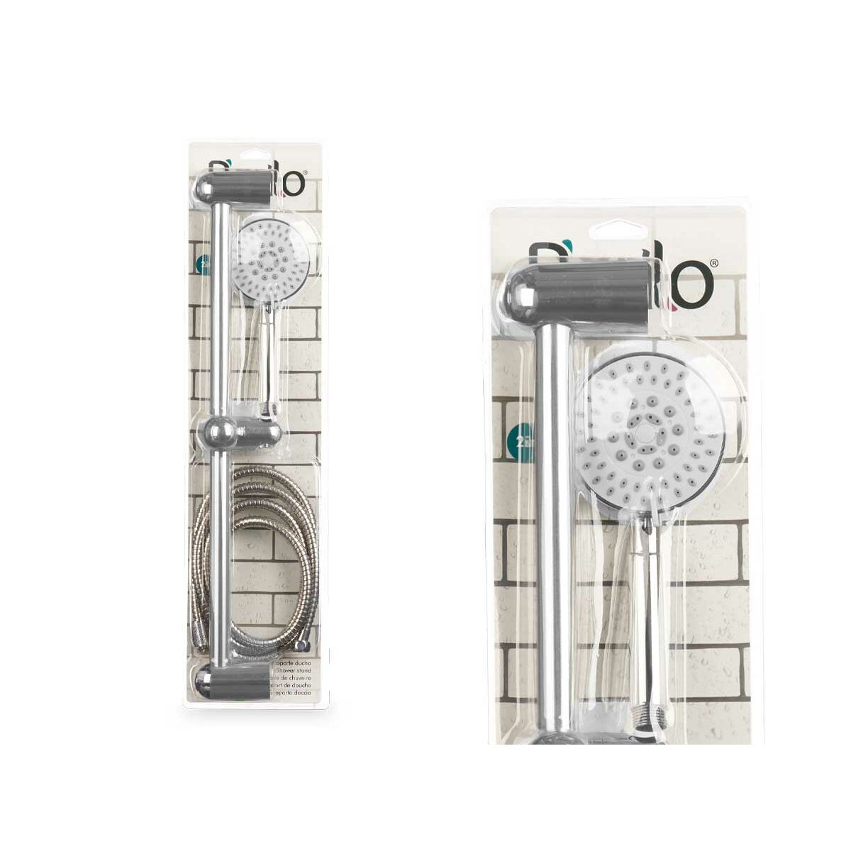 1 κεφαλή ντους και σωλήνα ροής Berilo Ασημί Μέταλλο 9,8 x 23,5 x 9,8 cm 15 x 61 x 6,5 cm Με υποστήριξη (x6)