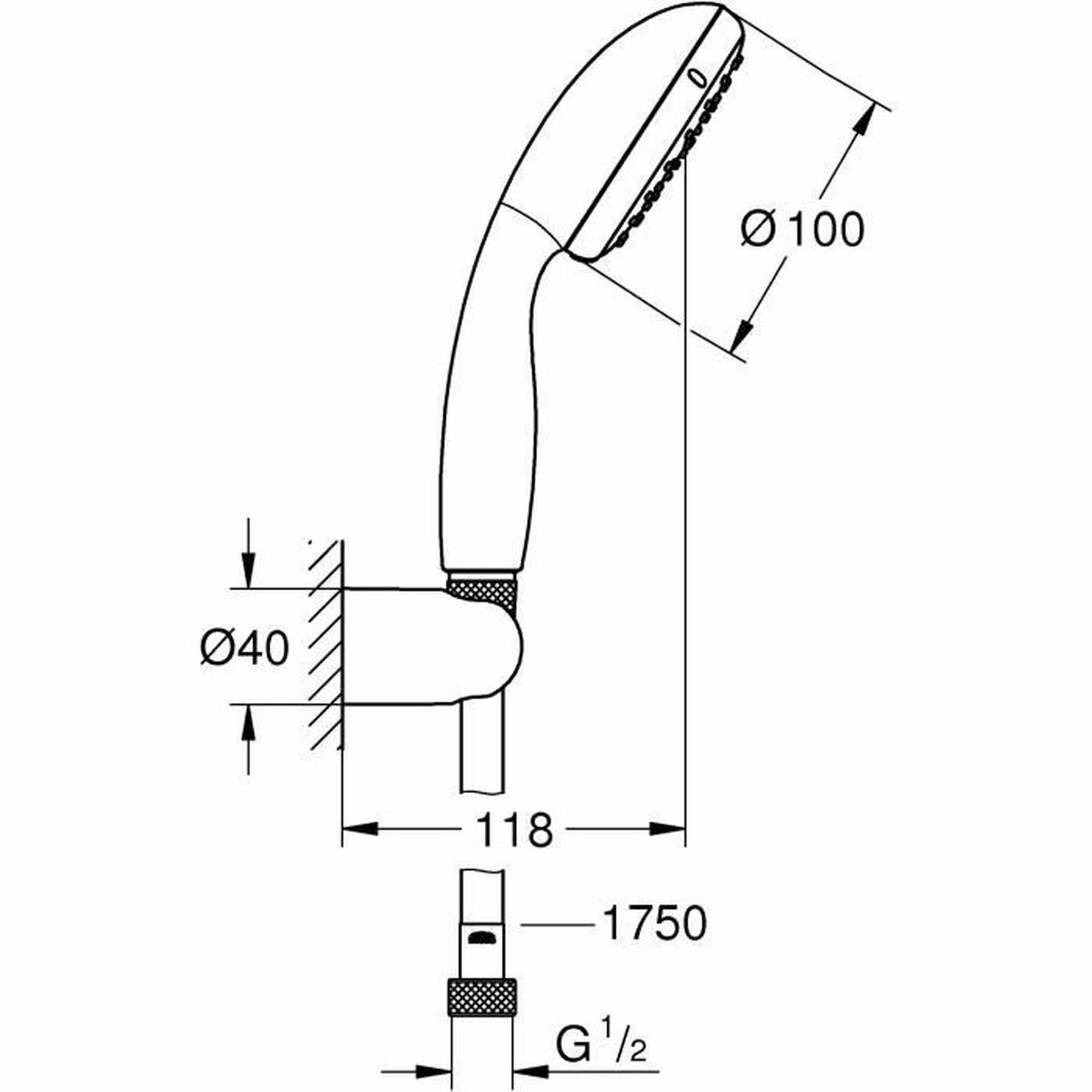 1 κεφαλή ντους και σωλήνα ροής Grohe 26198000 1 Θέση (Δωρεάν Μεταφορικά) 1 κεφαλή ντους και σωλήνα ροής Grohe 26198000 1 Θέση (Δωρεάν Μεταφορικά)