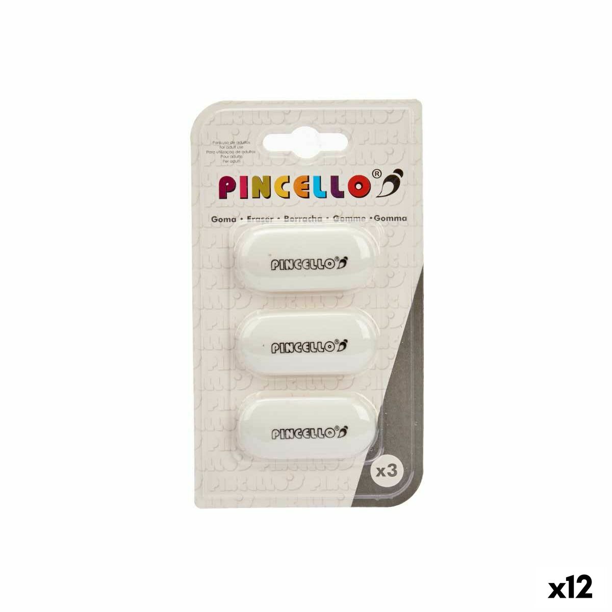 Σετ Γόμες Pincello 484 Λευκό (12 Μονάδες) Σετ Γόμες Pincello 484 Λευκό (12 Μονάδες)