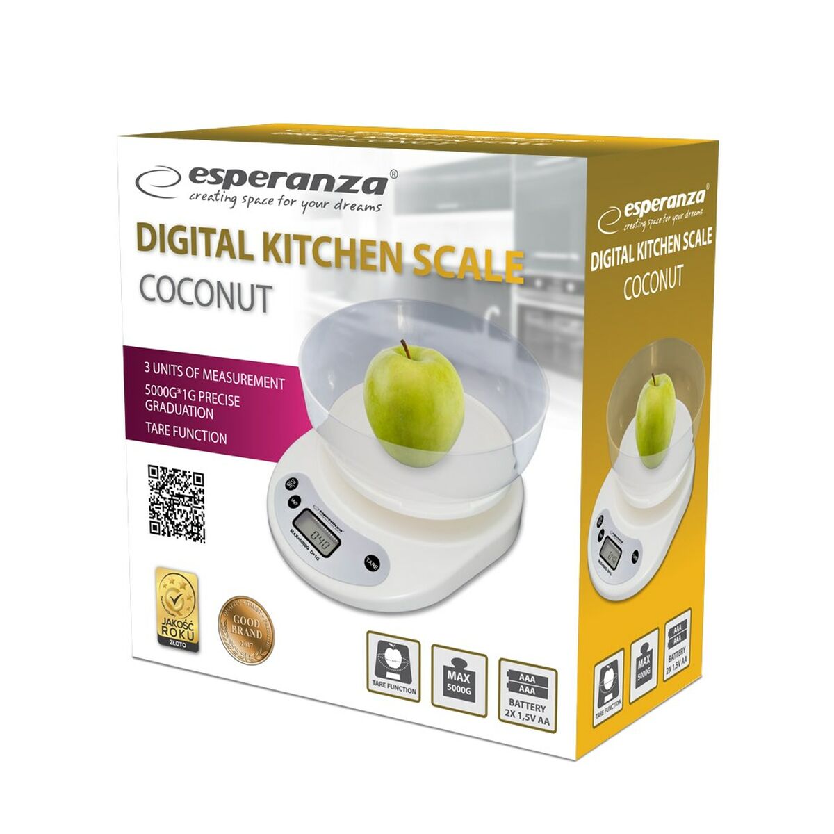 ζυγαριά κουζίνας Esperanza EKS007 Λευκό 5 kg ζυγαριά κουζίνας Esperanza EKS007 Λευκό 5 kg
