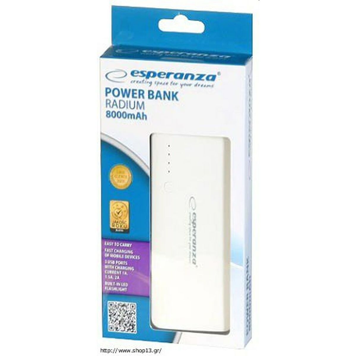 Power Bank Esperanza EMP106WE Λευκό Γκρι Λευκό/Γκρι 8000 mAh Power Bank Esperanza EMP106WE Λευκό Γκρι Λευκό/Γκρι 8000 mAh