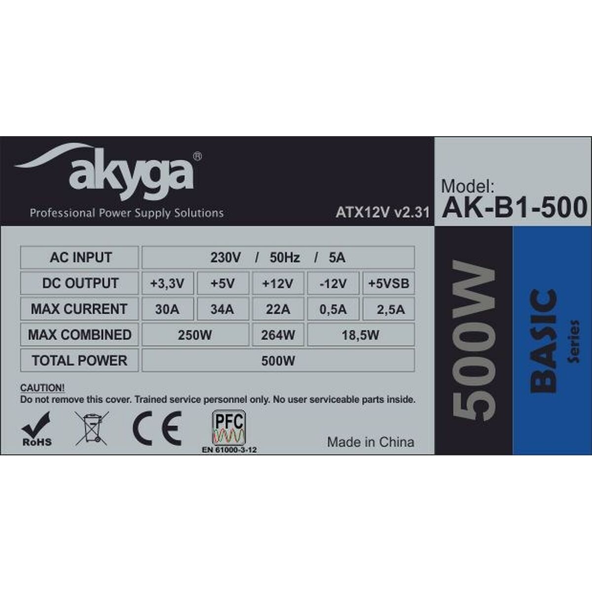 Τροφοδοσία Ρεύματος Akyga AK-B1-500 500 W RoHS CE Ενσύρματο ATX Τροφοδοσία Ρεύματος Akyga AK-B1-500 500 W RoHS CE Ενσύρματο ATX