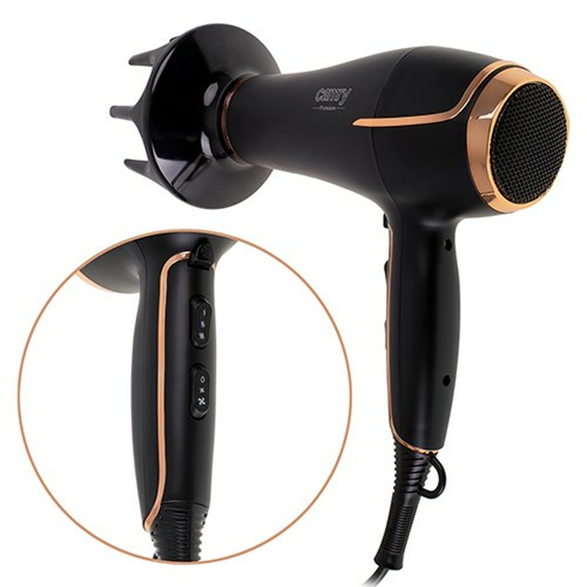 Πιστολάκι Adler CR 2255 Μαύρο Χρυσό 2000 W Πιστολάκι Adler CR 2255 Μαύρο Χρυσό 2000 W