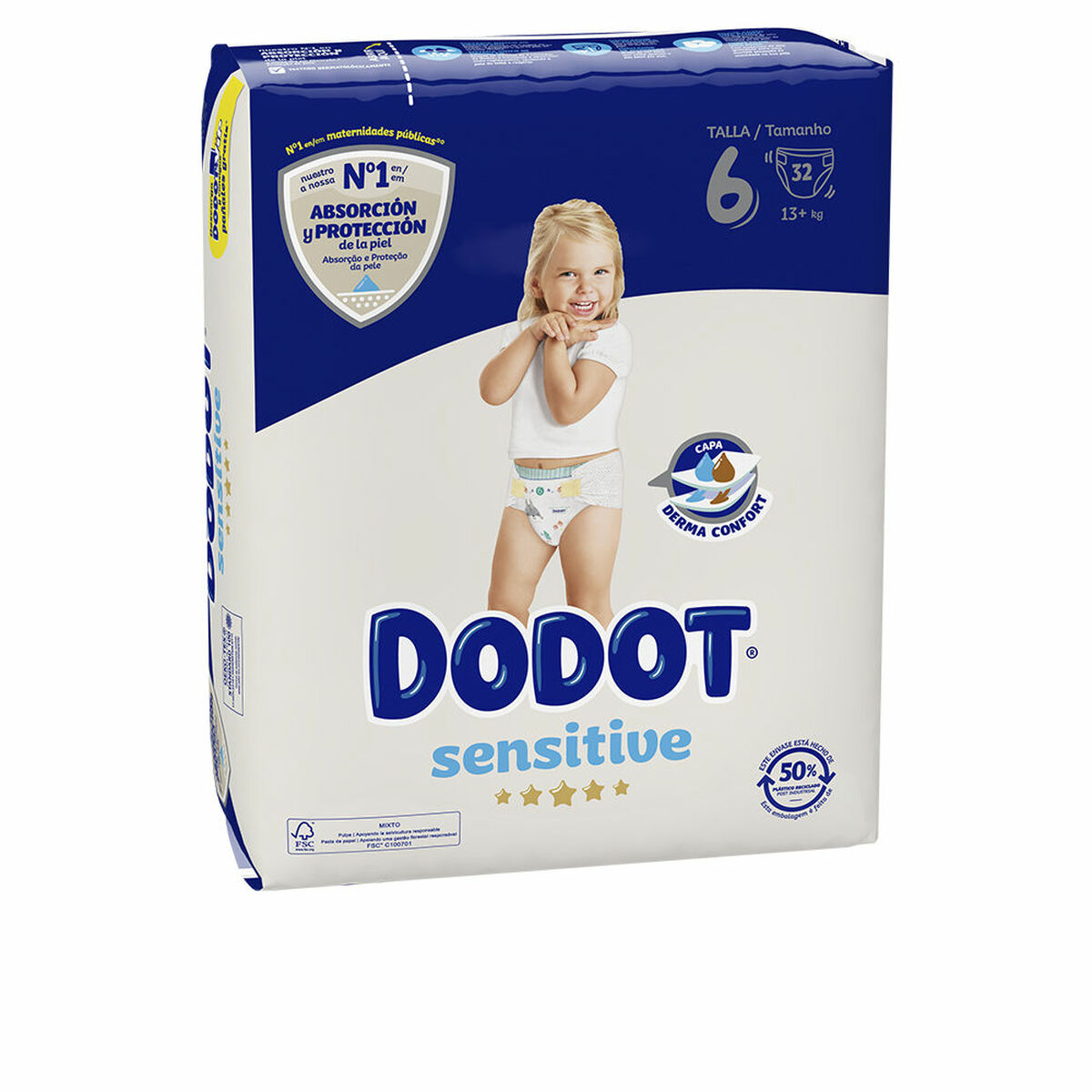 Πανάκια μιας χρήσης Dodot Sensitive 6 +13 kg (32 Μονάδες)