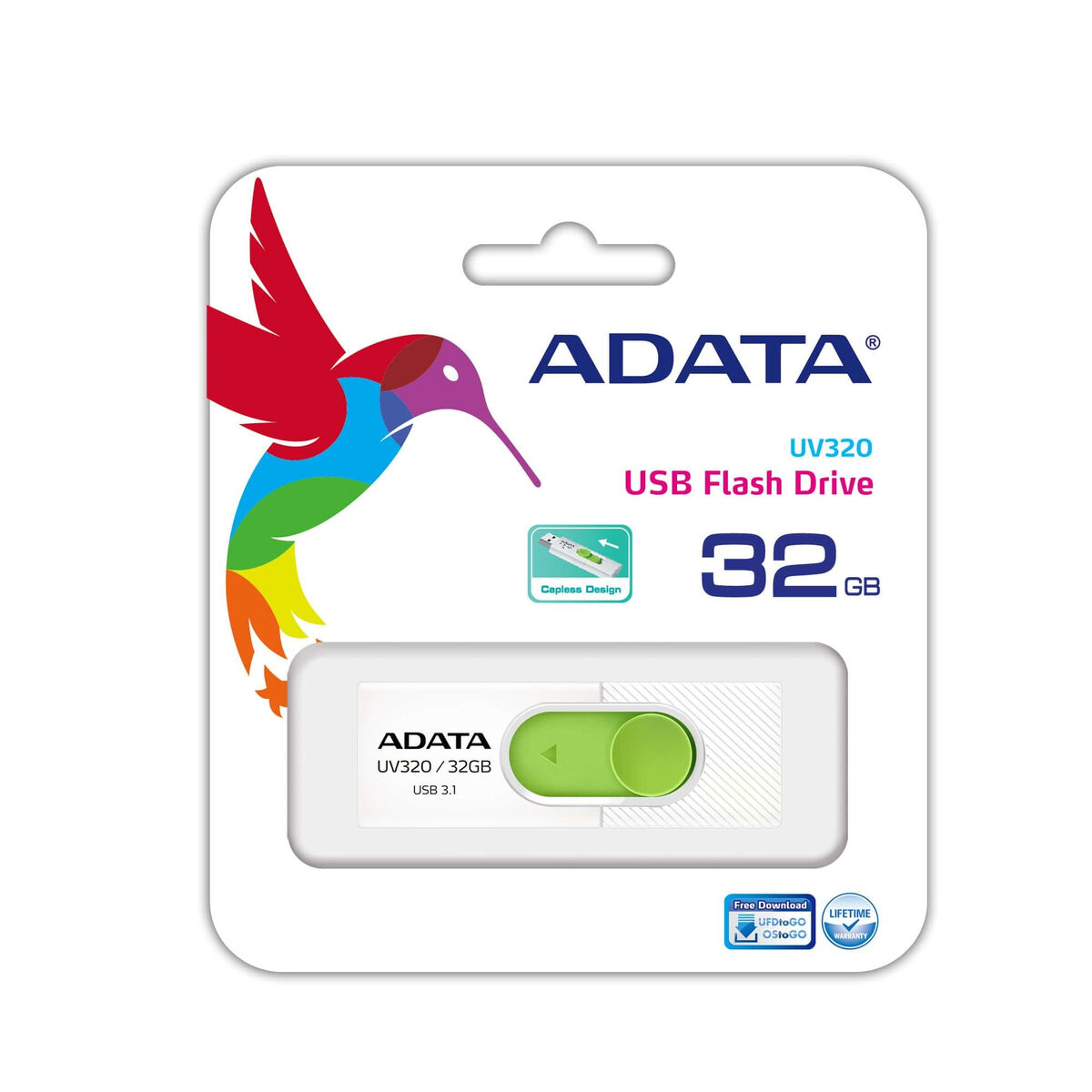 Στικάκι USB Adata UV320 32 GB Λευκό/Πράσινο Στικάκι USB Adata UV320 32 GB Λευκό/Πράσινο