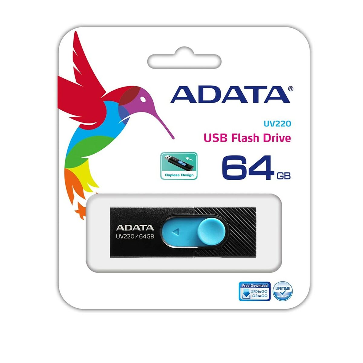 Στικάκι USB Adata UV220 64 GB Μαύρο/Μπλε Στικάκι USB Adata UV220 64 GB Μαύρο/Μπλε