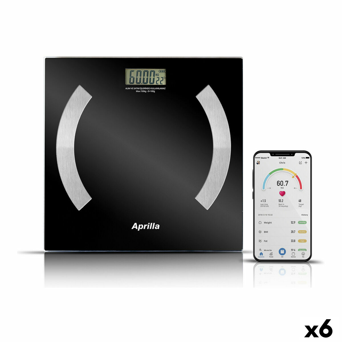Ψηφιακή Ζυγαριά με Bluetooth Aprilla (x6) Ψηφιακή Ζυγαριά με Bluetooth Aprilla (x6)