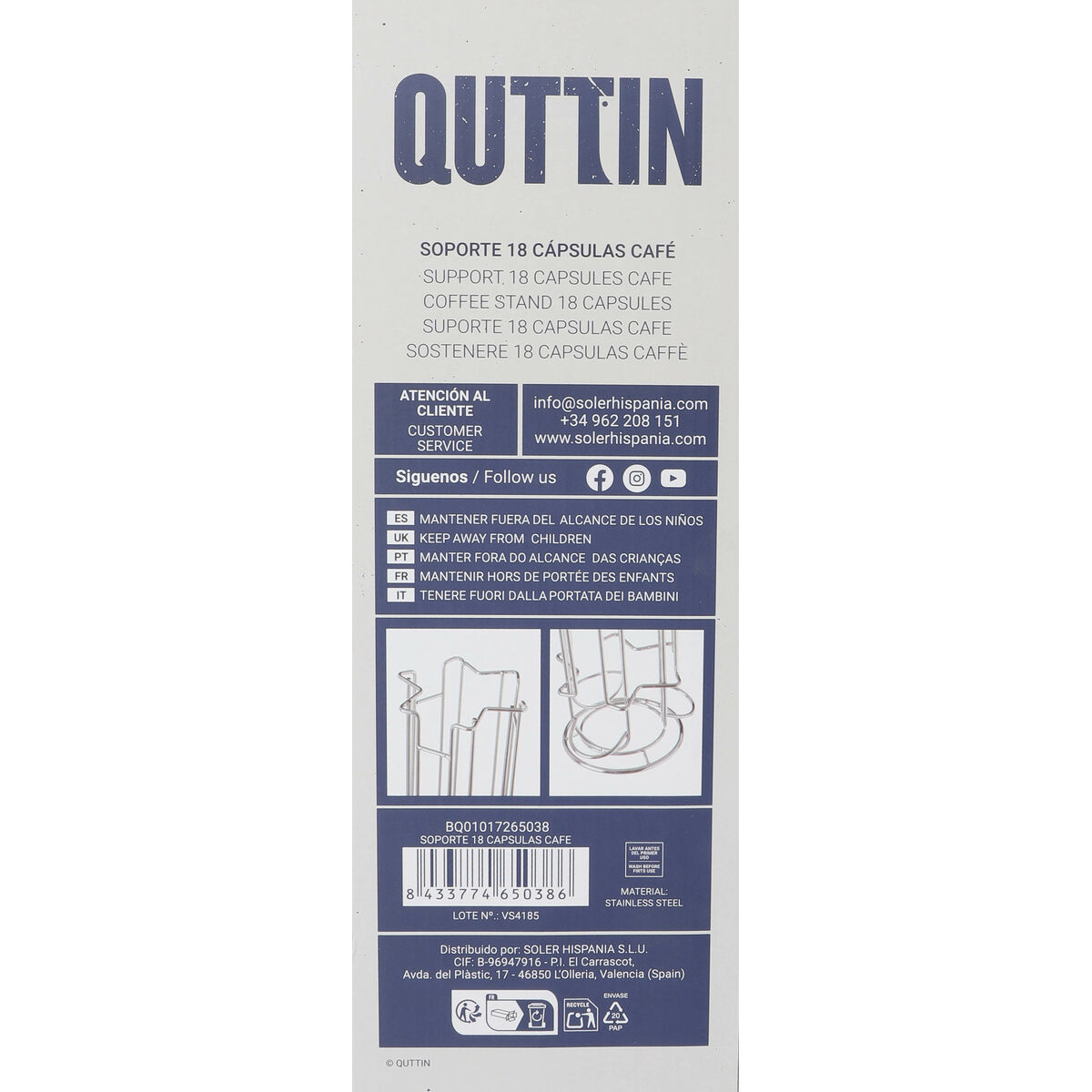 βάση για 18 καψάκια καφέ Quttin 49538 11,5 x 33 cm (x6) βάση για 18 καψάκια καφέ Quttin 49538 11,5 x 33 cm (x6)