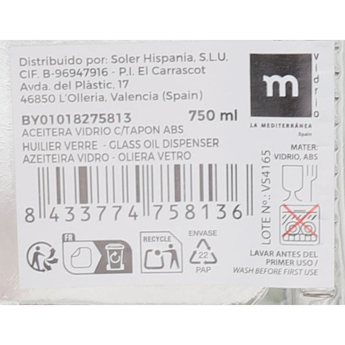 Λαδιέρα Anna Γυαλί 750 ml (12 Μονάδες) Λαδιέρα Anna Γυαλί 750 ml (12 Μονάδες)