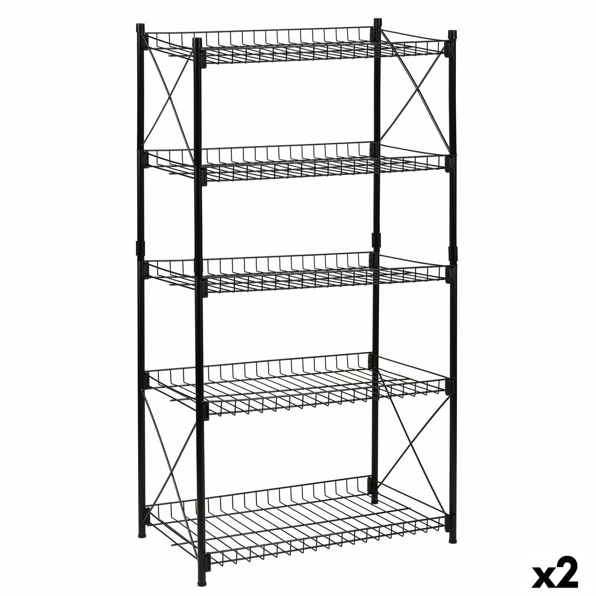 Ράφια Confortime Μέταλλο Μαύρο 52 x 34 x 110 cm (x2) Ράφια Confortime Μέταλλο Μαύρο 52 x 34 x 110 cm (x2)