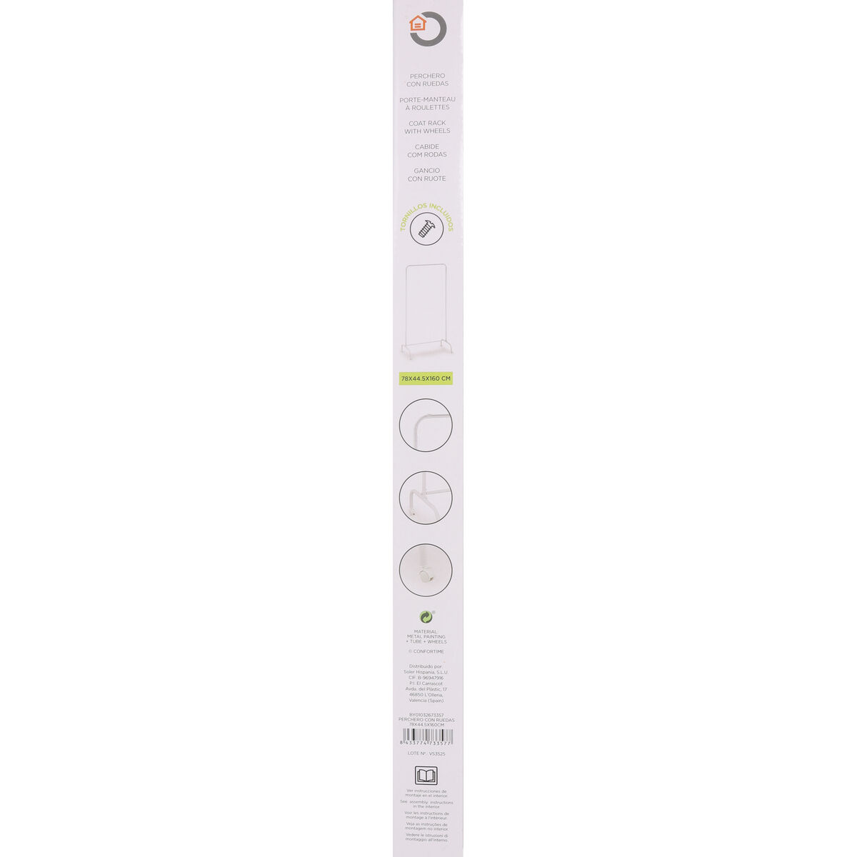 Hattestativ Confortime Λευκό 78 x 44,5 x 160 cm Με τροχούς (x6) Hattestativ Confortime Λευκό 78 x 44,5 x 160 cm Με τροχούς (x6)