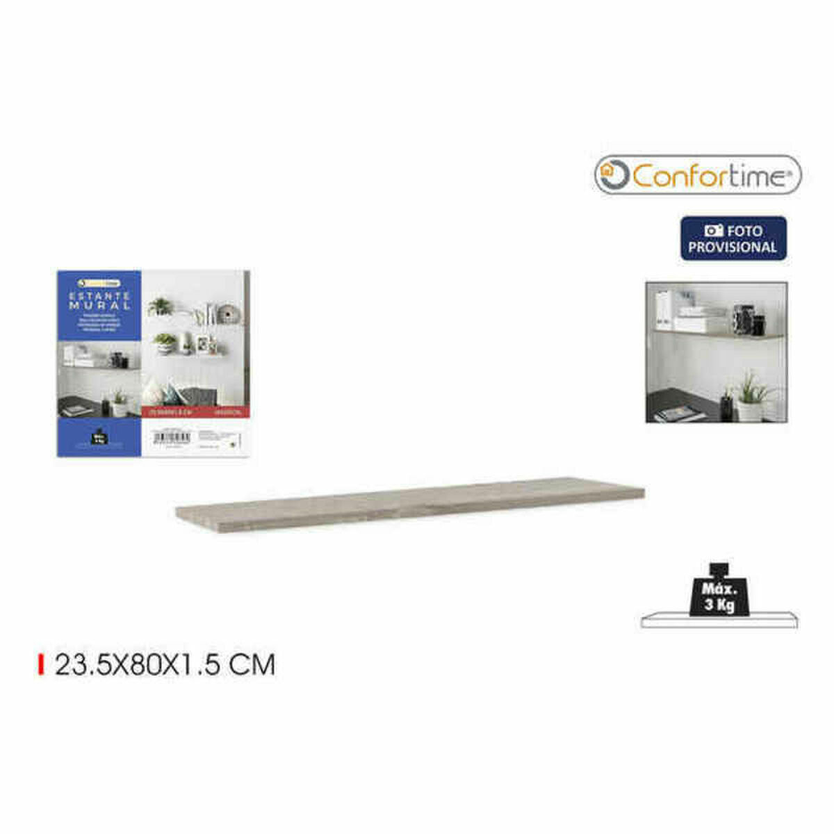 Ράφια Confortime Mural Ξύλο MDF Επιπλέουν x6 23,5 x 80 x 1,5 cm Ράφια Confortime Mural Ξύλο MDF Επιπλέουν x6 23,5 x 80 x 1,5 cm