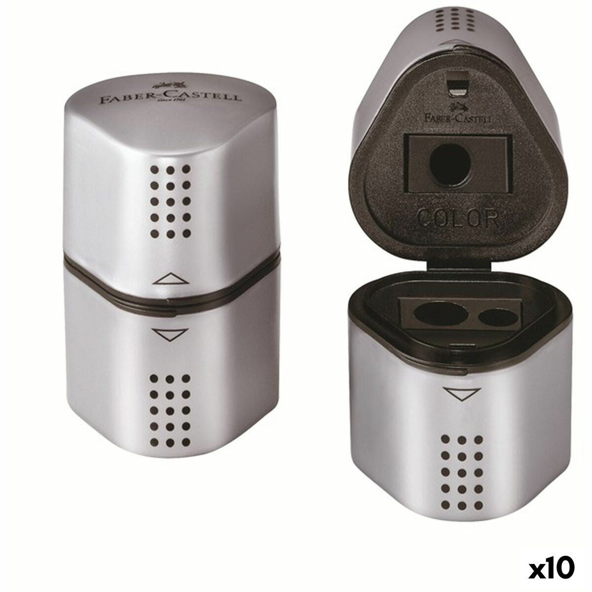 Ξύστρα Faber-Castell Grip 2001 3-σε-1 Ασημί Μέταλλο (x10) Ξύστρα Faber-Castell Grip 2001 3-σε-1 Ασημί Μέταλλο (x10)
