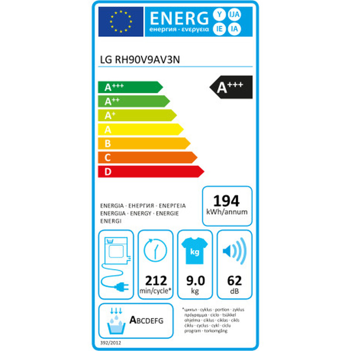 Dryer LG RH90V9AV3N 9 kg Dryer LG RH90V9AV3N 9 kg
