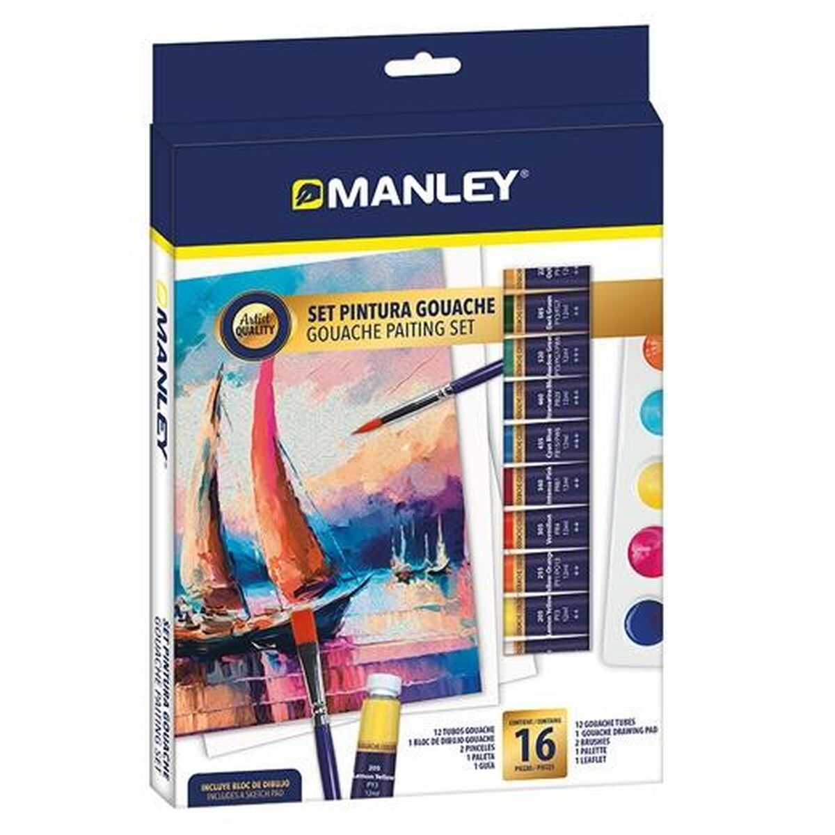 Gouache Painting Set Manley 16 Τεμάχια Πολύχρωμο Gouache Painting Set Manley 16 Τεμάχια Πολύχρωμο