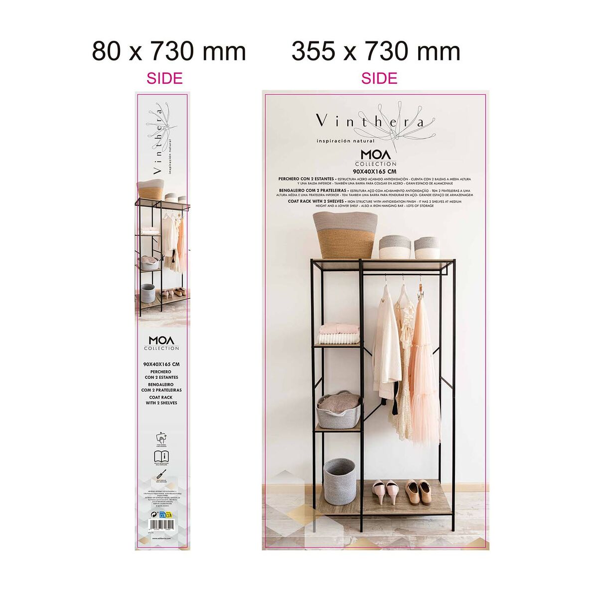 Hattestativ Vinthera Moa Χάλυβας Μαύρο 90 x 40 x 165 cm