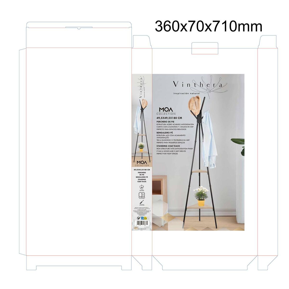 Hattestativ Vinthera Moa Χάλυβας Μαύρο 49,5 x 49,5 x 180 cm Hattestativ Vinthera Moa Χάλυβας Μαύρο 49,5 x 49,5 x 180 cm
