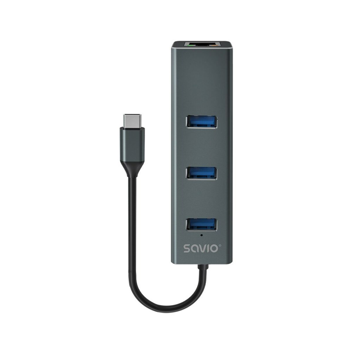 Hub USB-C 4 Θύρες Savio AK-57 Ethernet (RJ-45) Γκρι Hub USB-C 4 Θύρες Savio AK-57 Ethernet (RJ-45) Γκρι