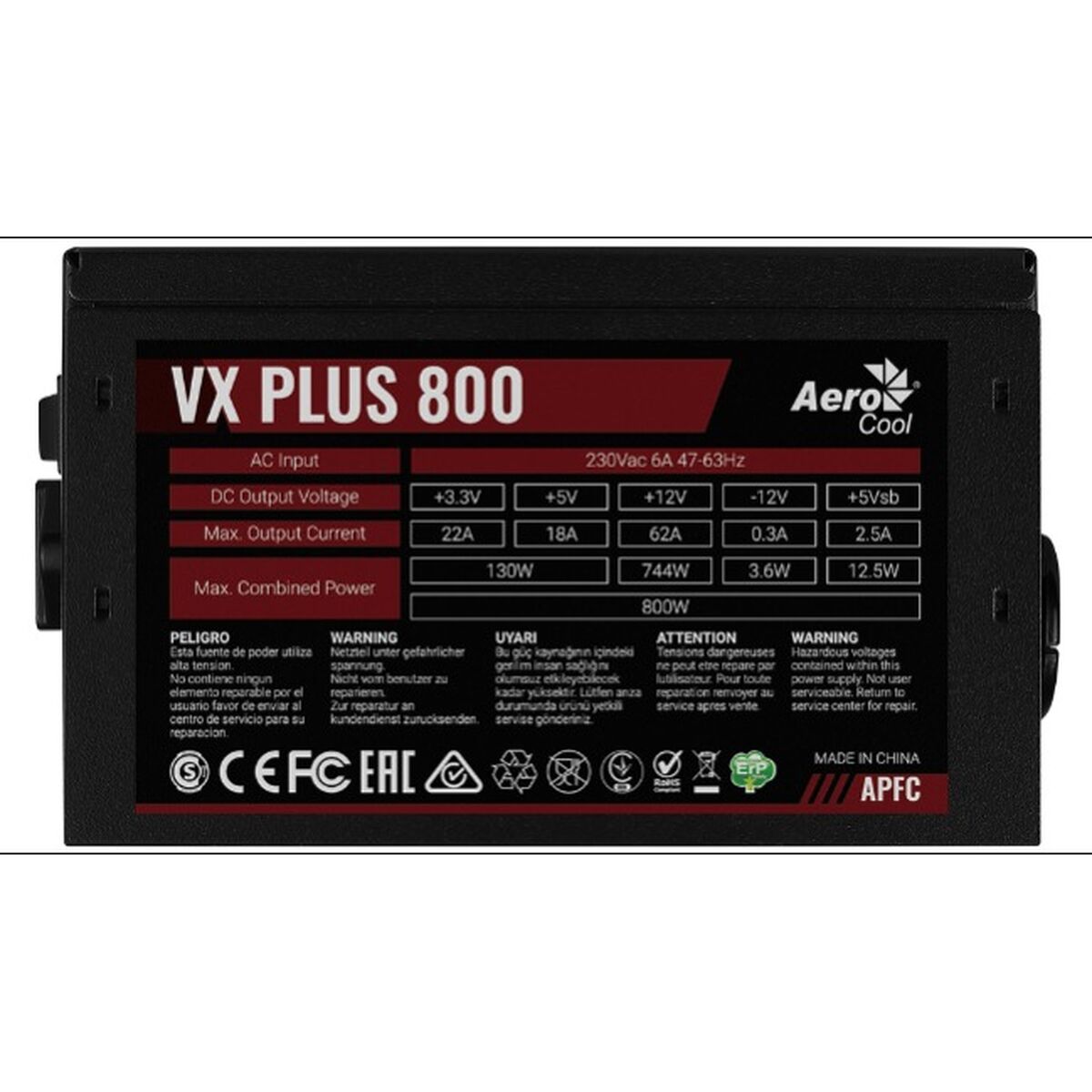 Τροφοδοσία Ρεύματος Aerocool VX PLUS 800 800 W 130 W ATX Τροφοδοσία Ρεύματος Aerocool VX PLUS 800 800 W 130 W ATX