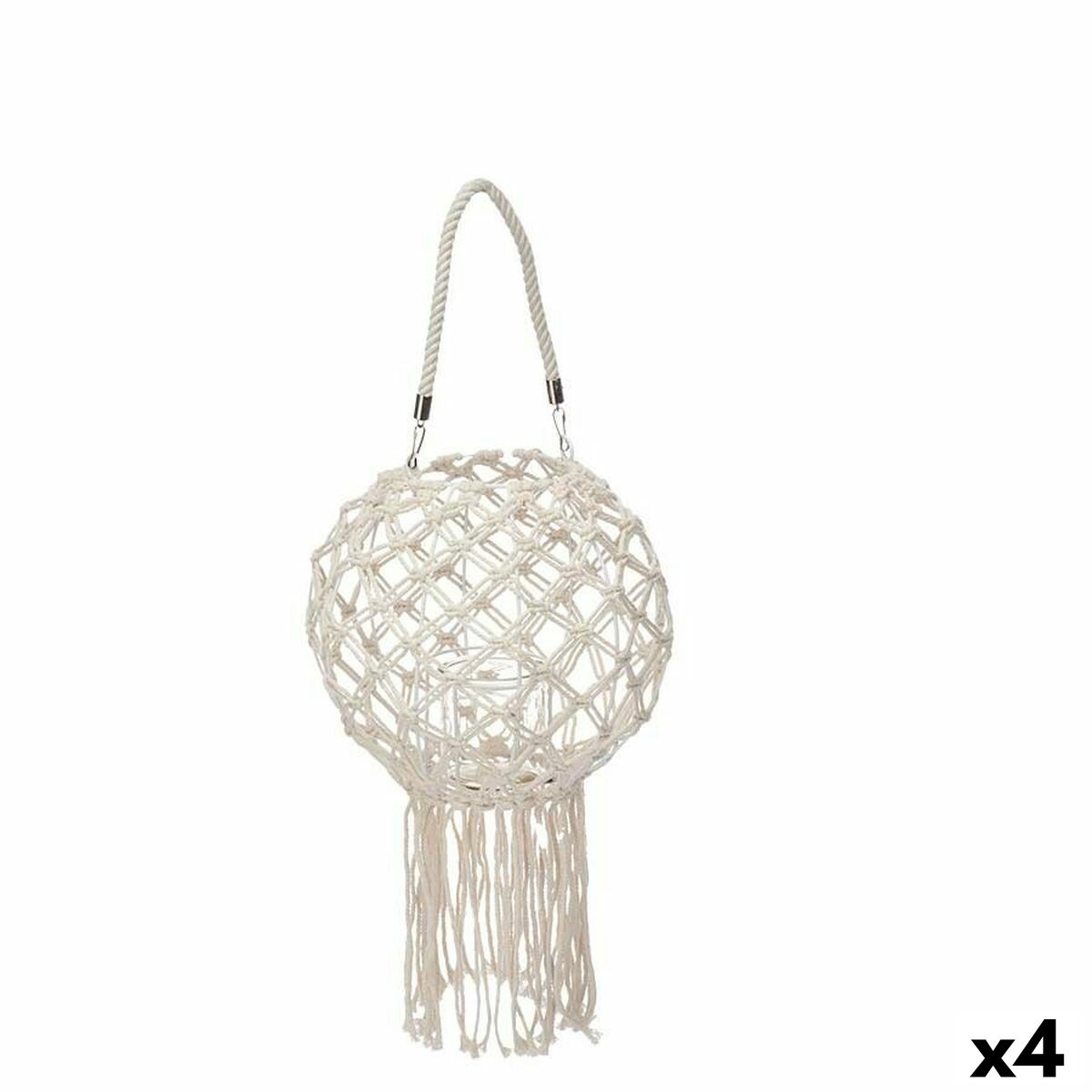Κηροπήγιο Μακραμέ Λευκό βαμβάκι 26 x 66 x 26 cm (4 Μονάδες) Κηροπήγιο Μακραμέ Λευκό βαμβάκι 26 x 66 x 26 cm (4 Μονάδες)