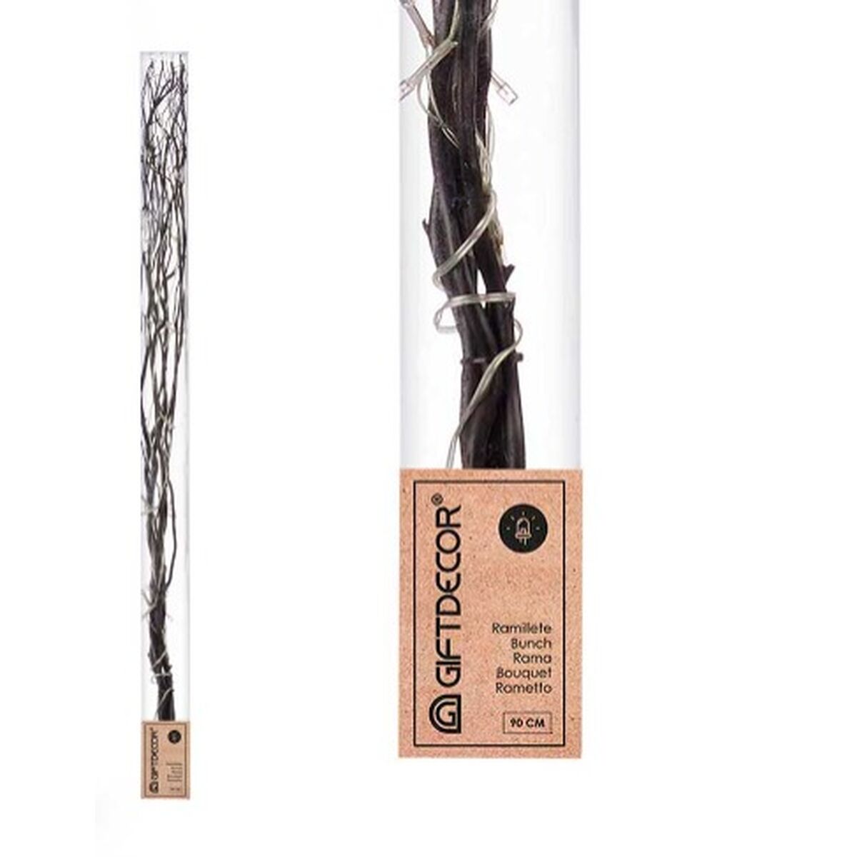 Ανθοδέσμες Gift Decor Μαύρο Ξύλο 20 x 90 x 6 cm Φως LED (12 Μονάδες)