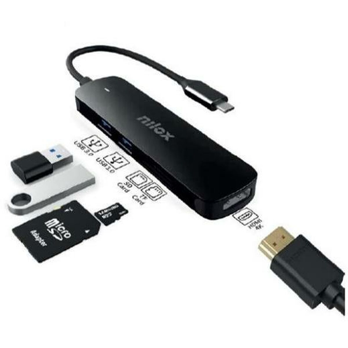 Dockstation Nilox NXDSUSBC05 5 σε 1 Μαύρο Dockstation Nilox NXDSUSBC05 5 σε 1 Μαύρο