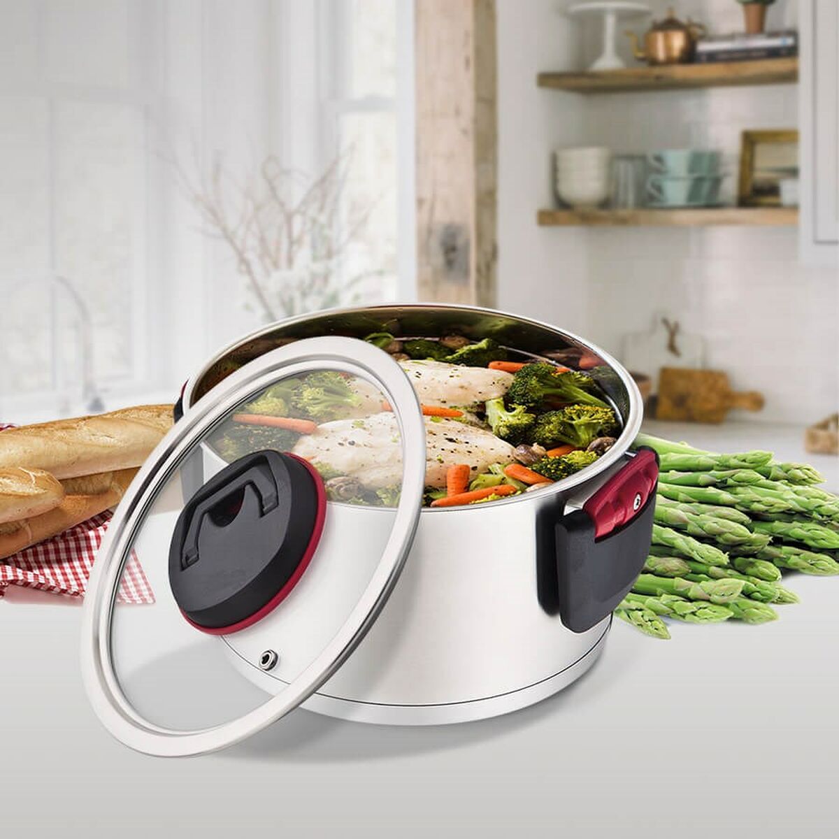 Κατσαρόλα με Καπάκι Feel Maestro MR-3530-18 Μαύρο Κόκκινο Χάλυβας Ανοξείδωτο ατσάλι Πλαστική ύλη Ø 18 cm 2,3 L Κατσαρόλα με Καπάκι Feel Maestro MR-3530-18 Μαύρο Κόκκινο Χάλυβας Ανοξείδωτο ατσάλι Πλαστική ύλη Ø 18 cm 2,3 L