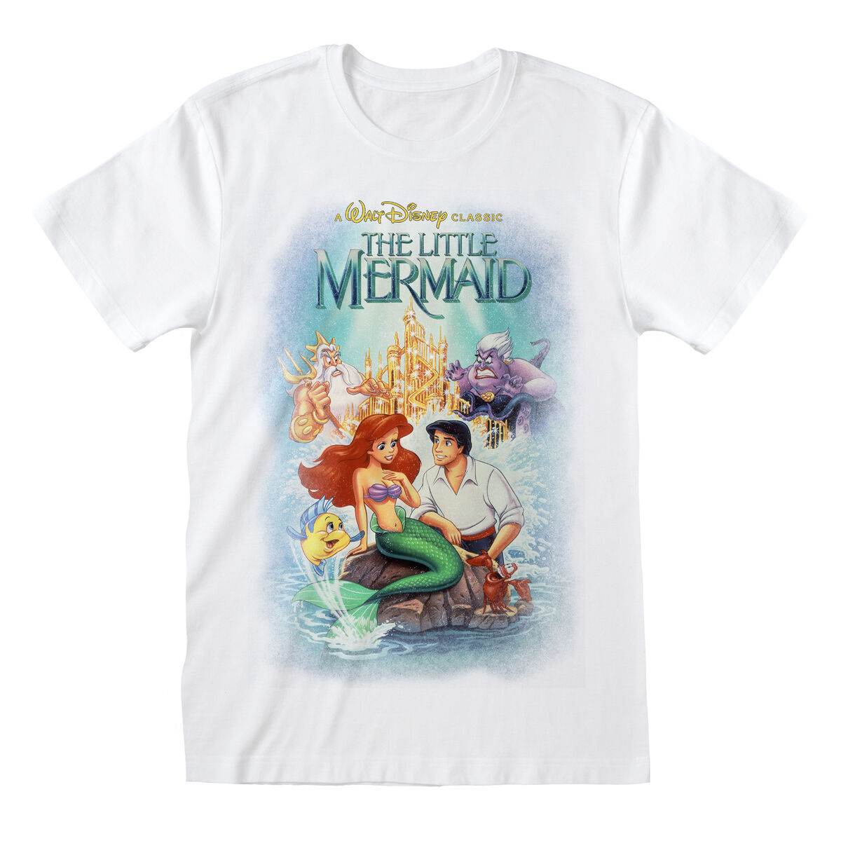 Μπλούζα με Κοντό Μανίκι The Little Mermaid Classic Poster Λευκό Για άνδρες και γυναίκες