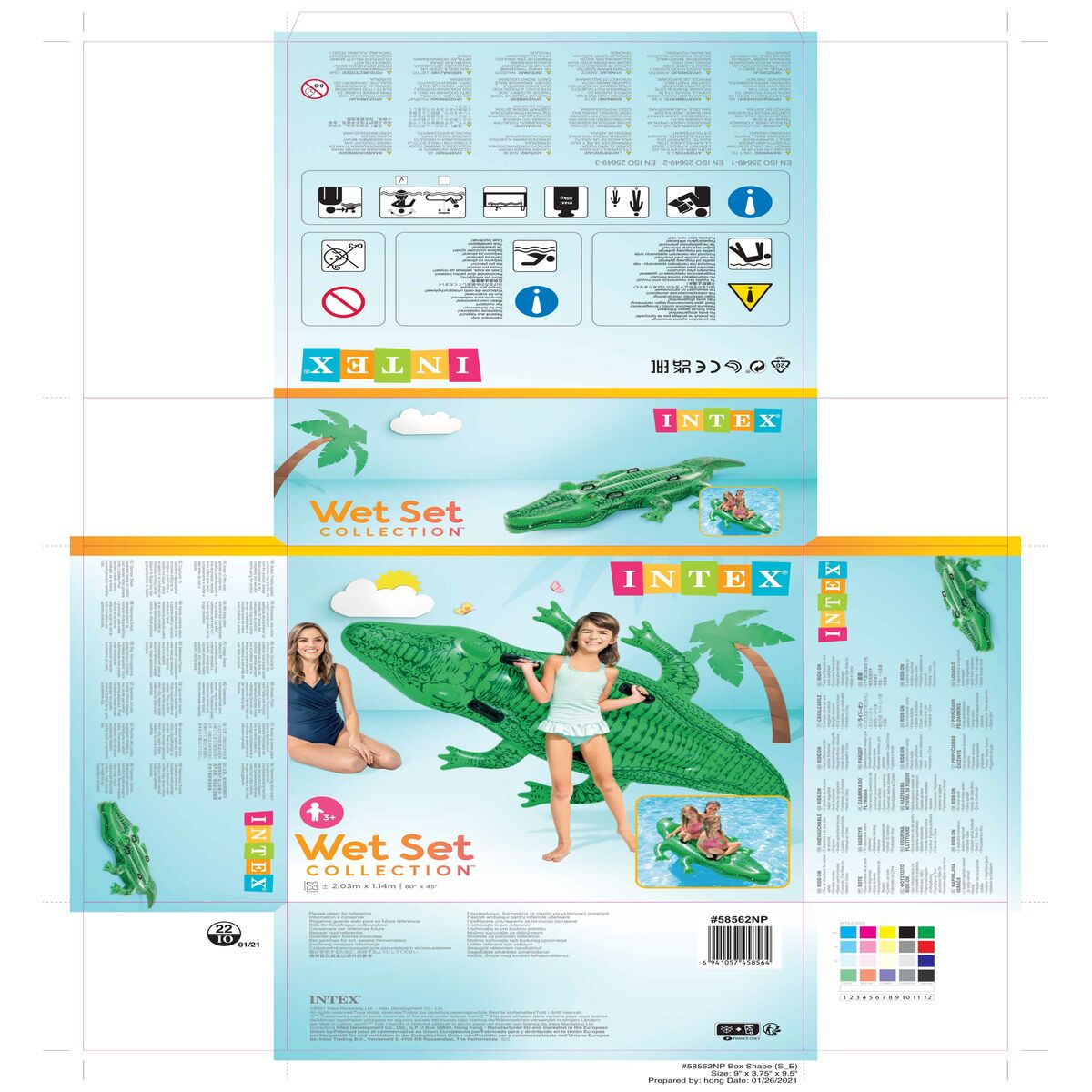 Inflatable Pool Float Intex Κροκόδειλος 203 x 30 x 114 cm (x6)