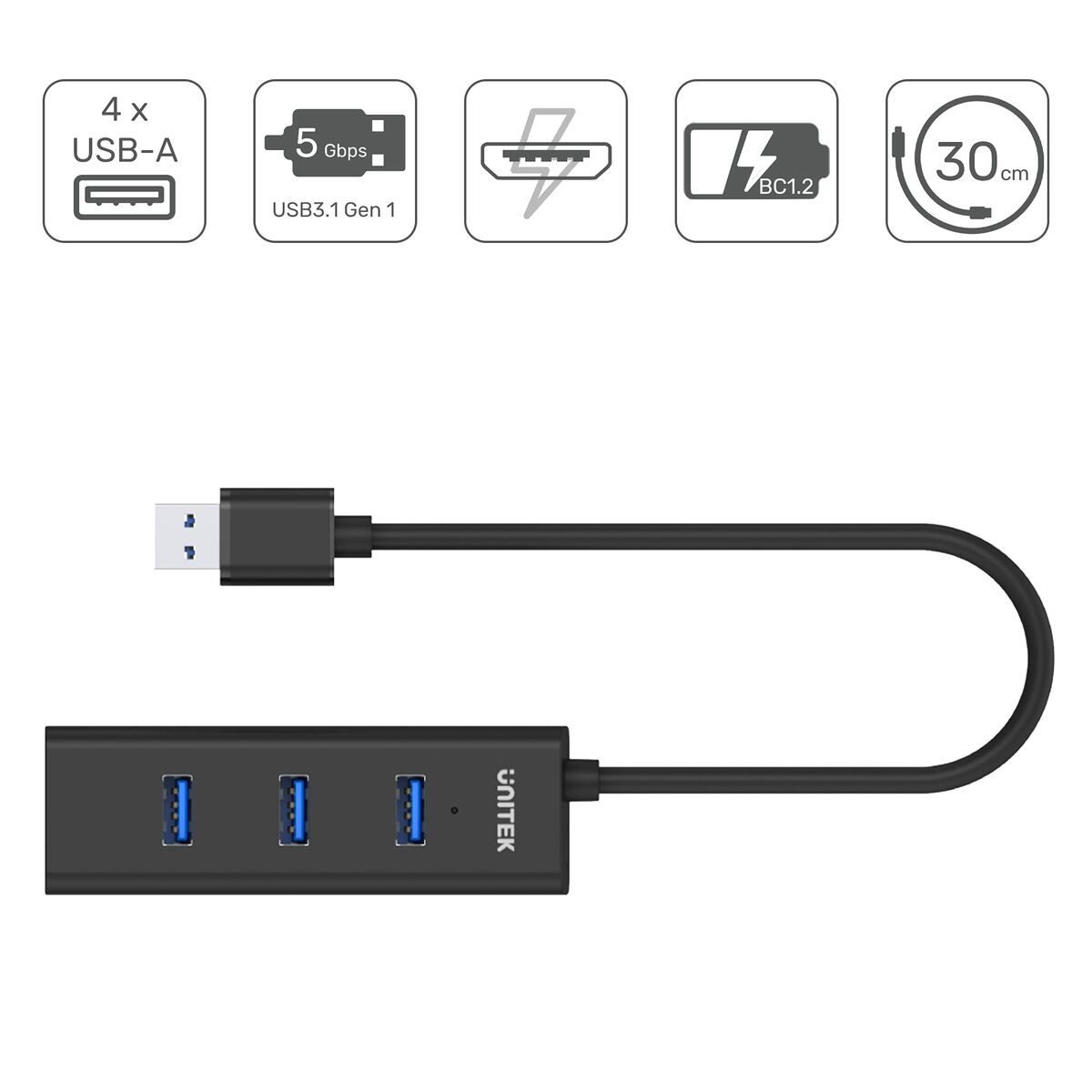 Hub USB 4 Θύρες Unitek Y-3089 Μαύρο Hub USB 4 Θύρες Unitek Y-3089 Μαύρο