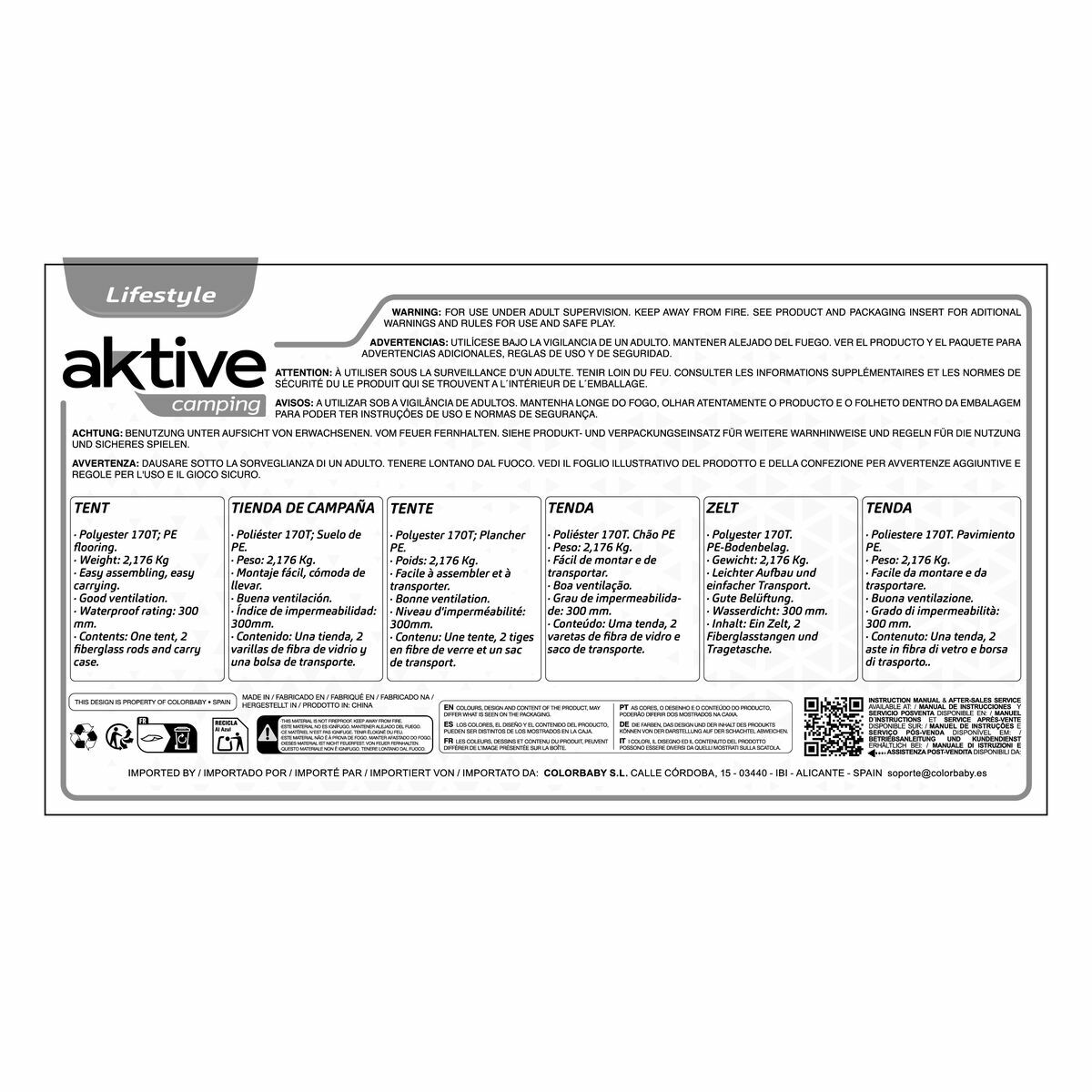 Camping Σκηνή Aktive 4 Άνθρωποι 210 x 130 x 240 cm (4 Μονάδες)
