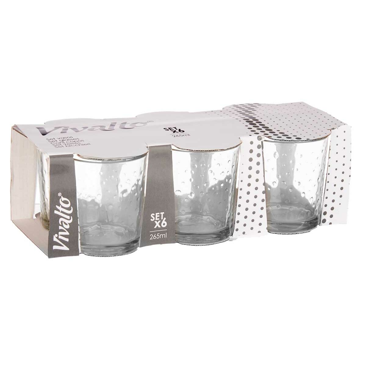 Σετ ποτηριών Vivalto Διαφανές Γυαλί Πόντοι 265 ml (8 Μονάδες) Σετ ποτηριών Vivalto Διαφανές Γυαλί Πόντοι 265 ml (8 Μονάδες)
