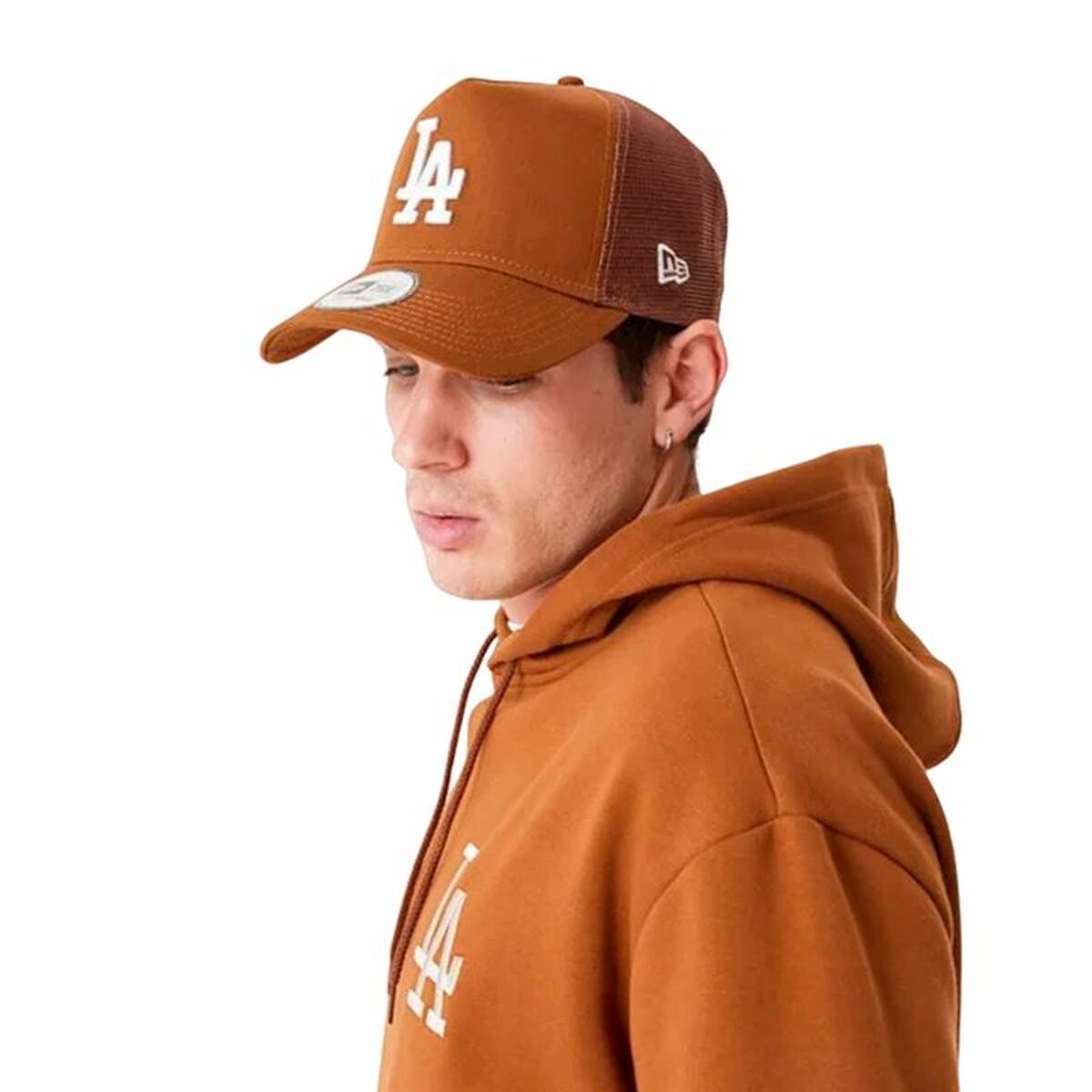 Unisex Φούτερ με Κουκούλα New Era League Essentials LA Dodgers Ώχρα