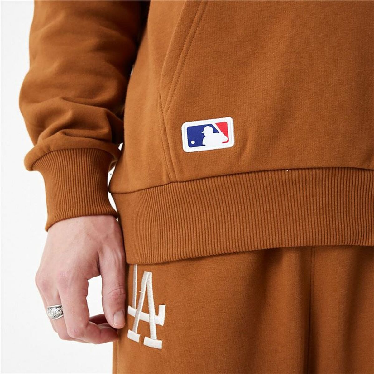 Unisex Φούτερ με Κουκούλα New Era League Essentials LA Dodgers Ώχρα