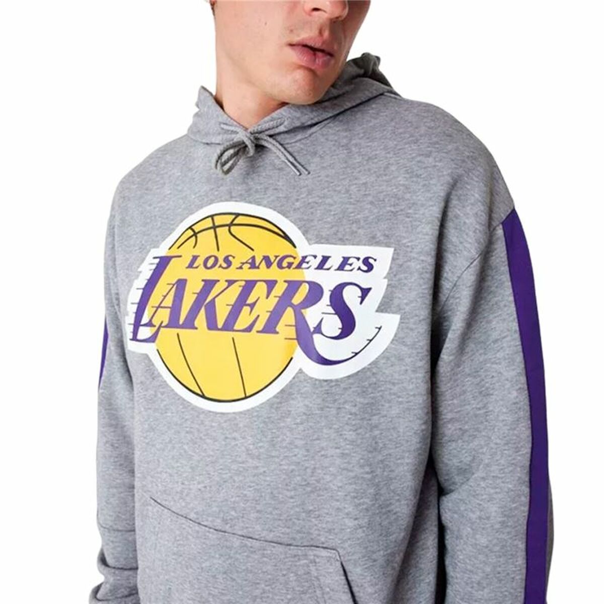 Unisex Φούτερ με Κουκούλα New Era LA Lakers NBA Colour Block Γκρι Unisex Φούτερ με Κουκούλα New Era LA Lakers NBA Colour Block Γκρι
