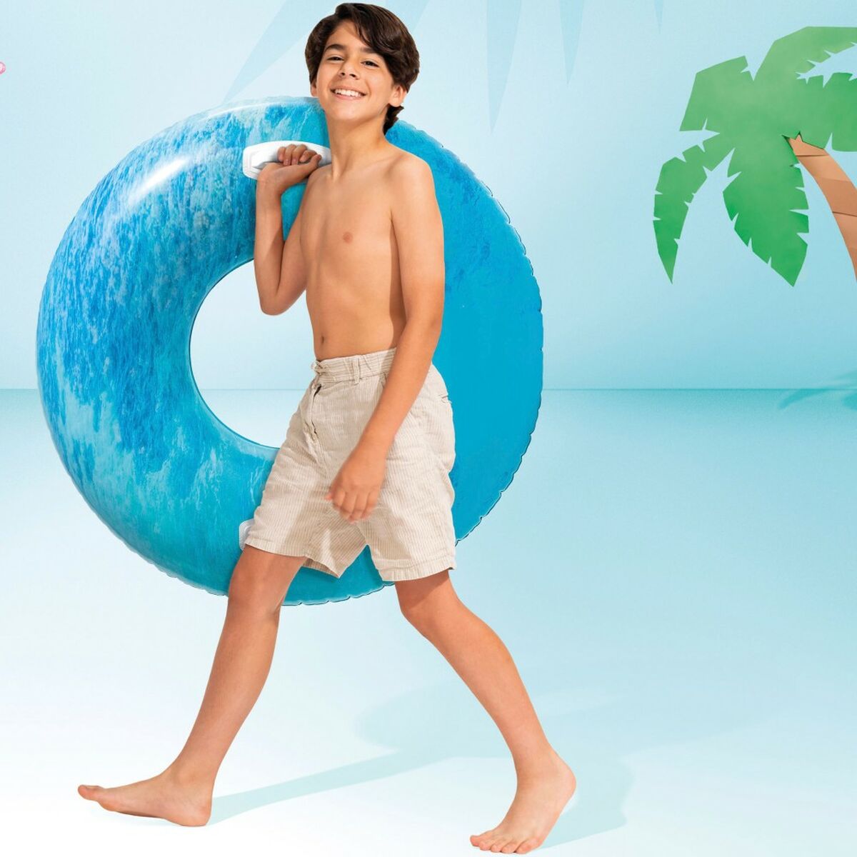 Inflatable Pool Float Intex Με λαβές Ø 91 cm Πολύχρωμο