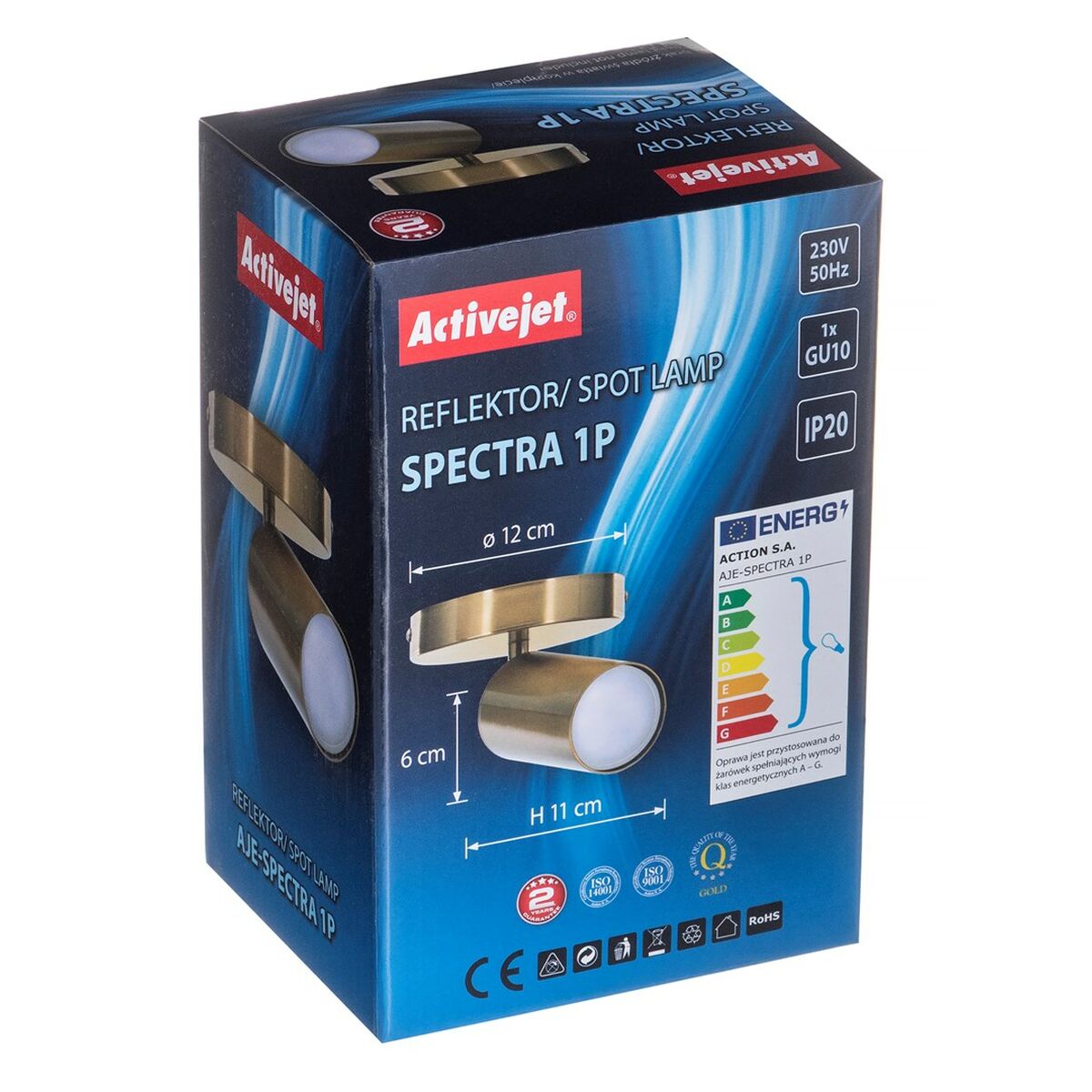Απλίκες τοίχου Activejet AJE-SPECTRA 1P Χρυσό Μέταλλο 40 W 230 V Απλίκες τοίχου Activejet AJE-SPECTRA 1P Χρυσό Μέταλλο 40 W 230 V