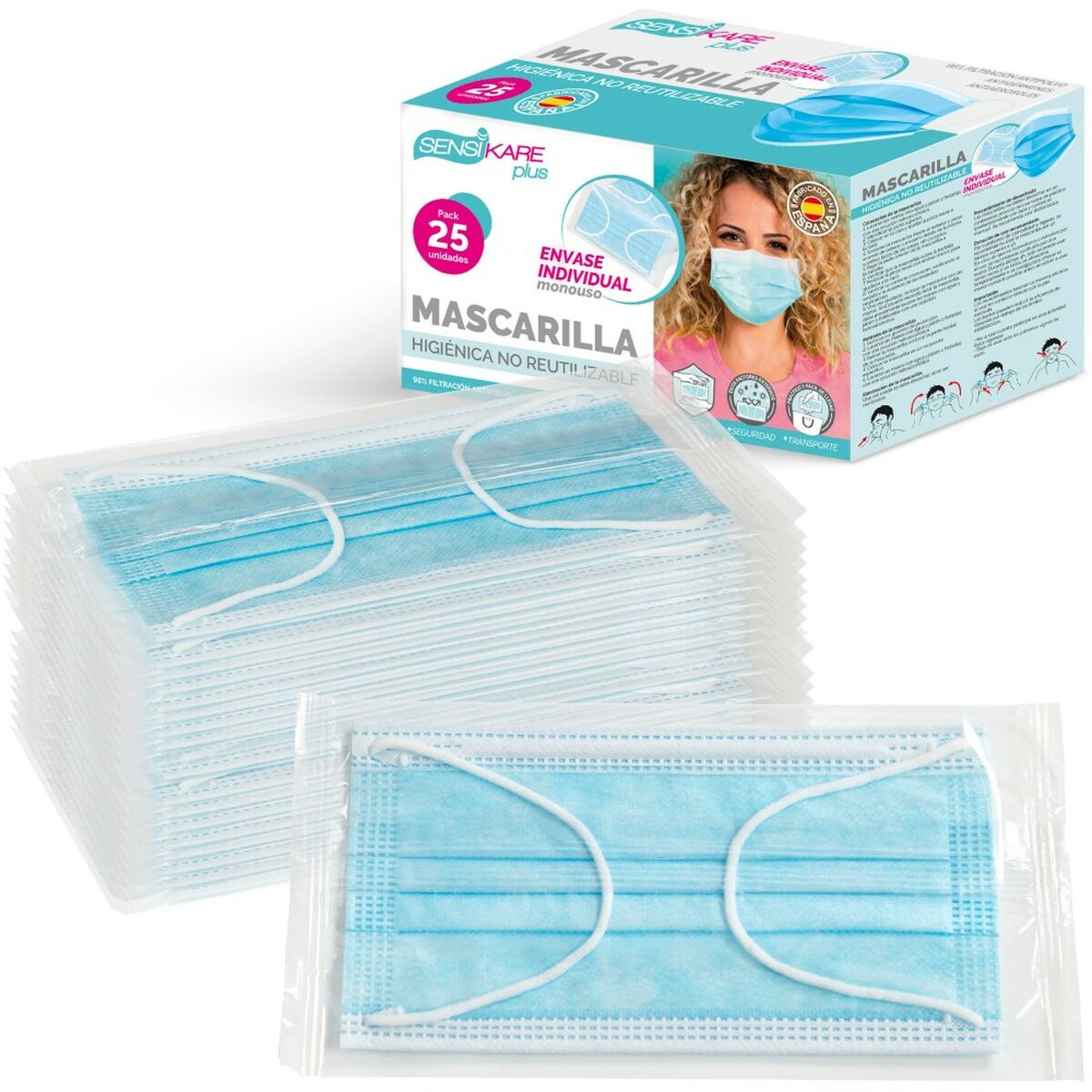 Box of hygienic masks SensiKare 25 Τεμάχια (12 Μονάδες) Box of hygienic masks SensiKare 25 Τεμάχια (12 Μονάδες)
