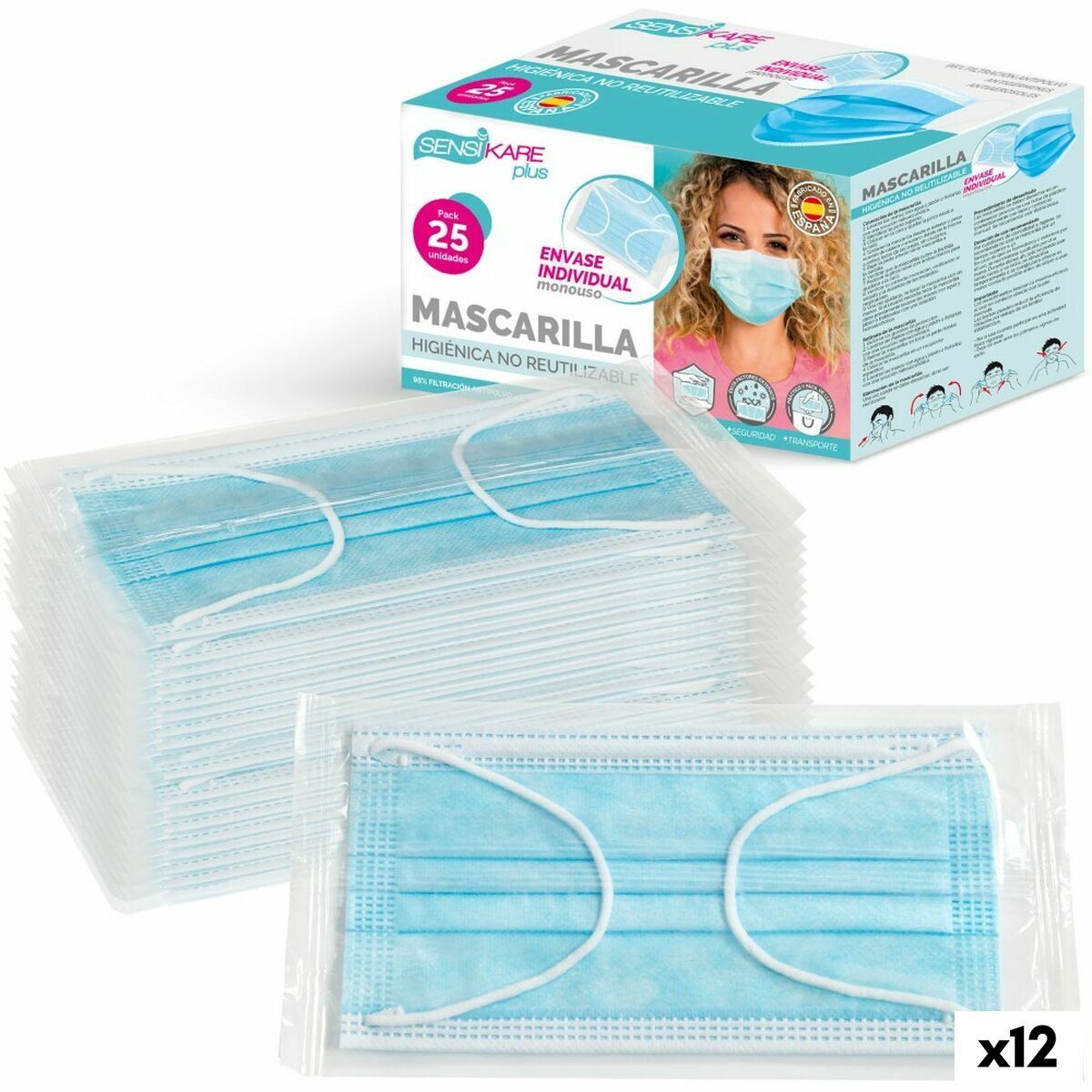Box of hygienic masks SensiKare 25 Τεμάχια (12 Μονάδες) Box of hygienic masks SensiKare 25 Τεμάχια (12 Μονάδες)