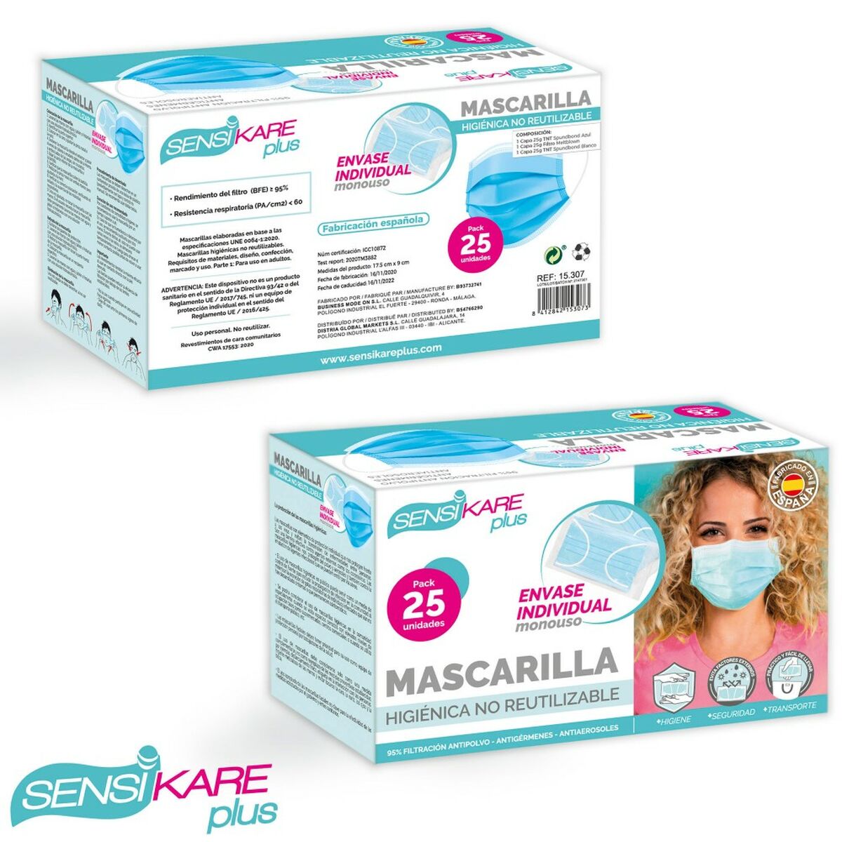 Box of hygienic masks SensiKare 25 Τεμάχια (12 Μονάδες) Box of hygienic masks SensiKare 25 Τεμάχια (12 Μονάδες)